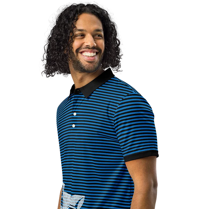 Blue Blaque and White Stripped Kat Skull Polo product image (2)