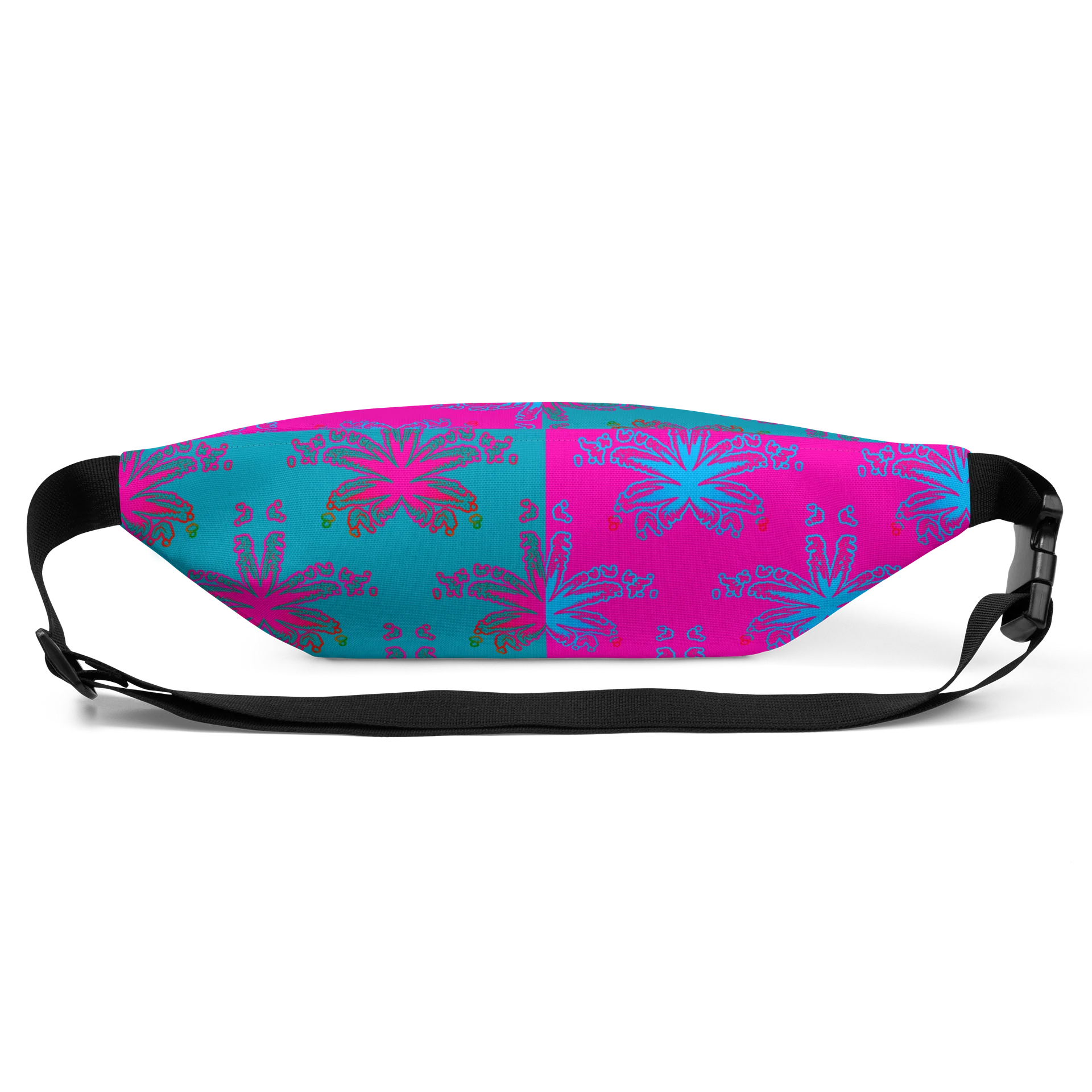 Pot Leaf Pattern 420 Fun Fanny Pack, Cotton Candy Color Cannabis Bag, Pink Blue Weed Art Accessory product image (4)