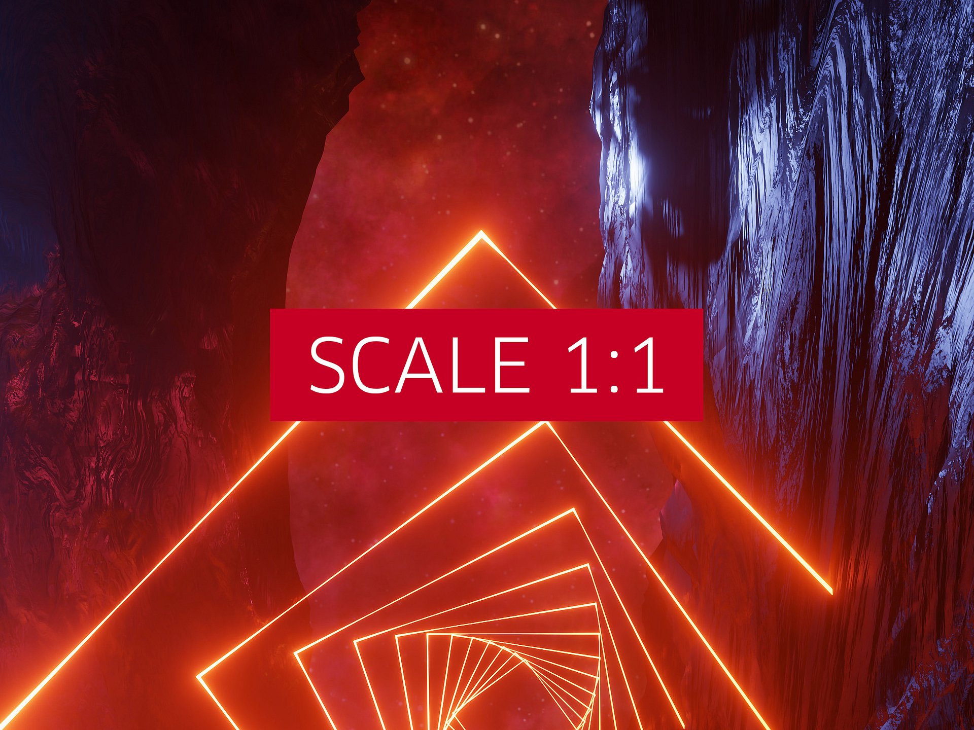 Neon landscape: Squares #2 red [synthwave/vaporwave/cyberpunk] — Aesthetic retrowave poster product image (4)