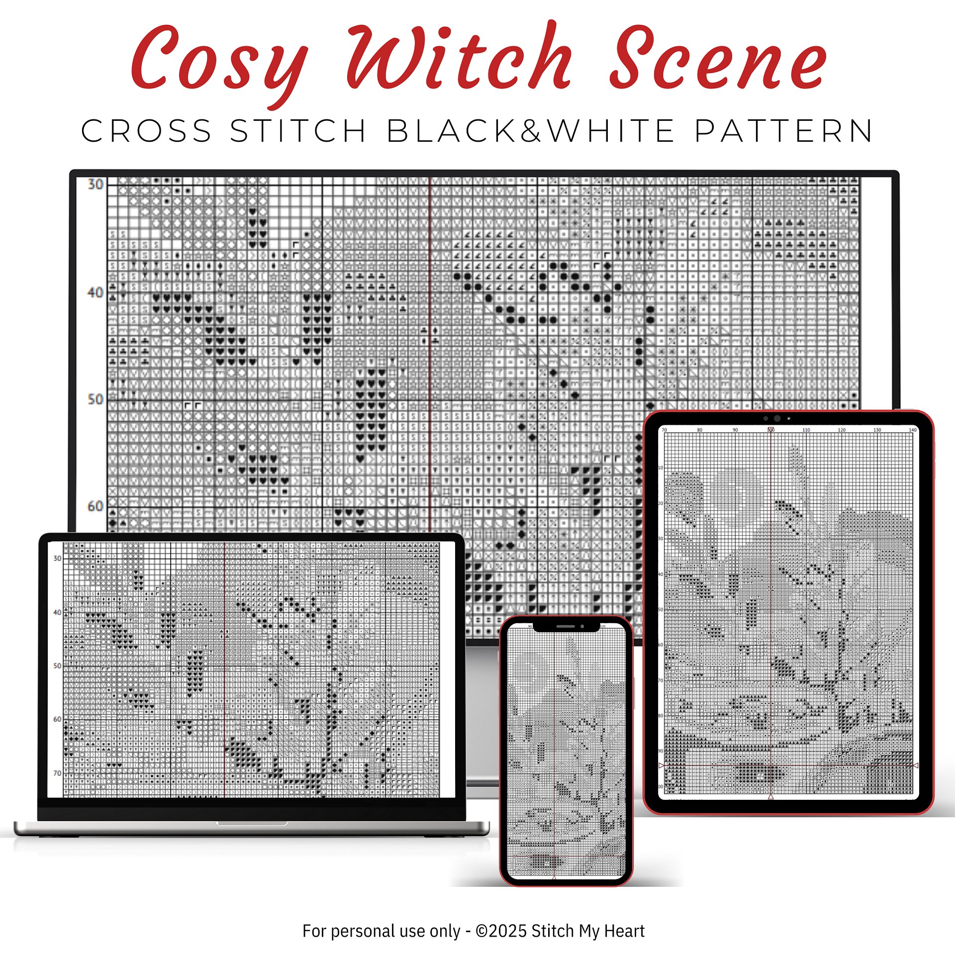 Cosy Witch Scene Cross Stitch Pattern product image (4)