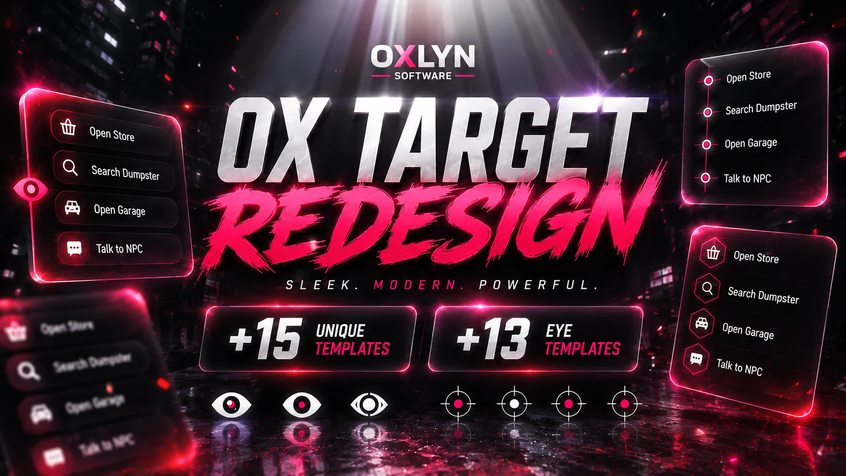 FiveM Ox-Target Redesign 🎯 15 Templates, Custom Eyes & In-Game Editor (ESX/QB/QBox) product image (1)
