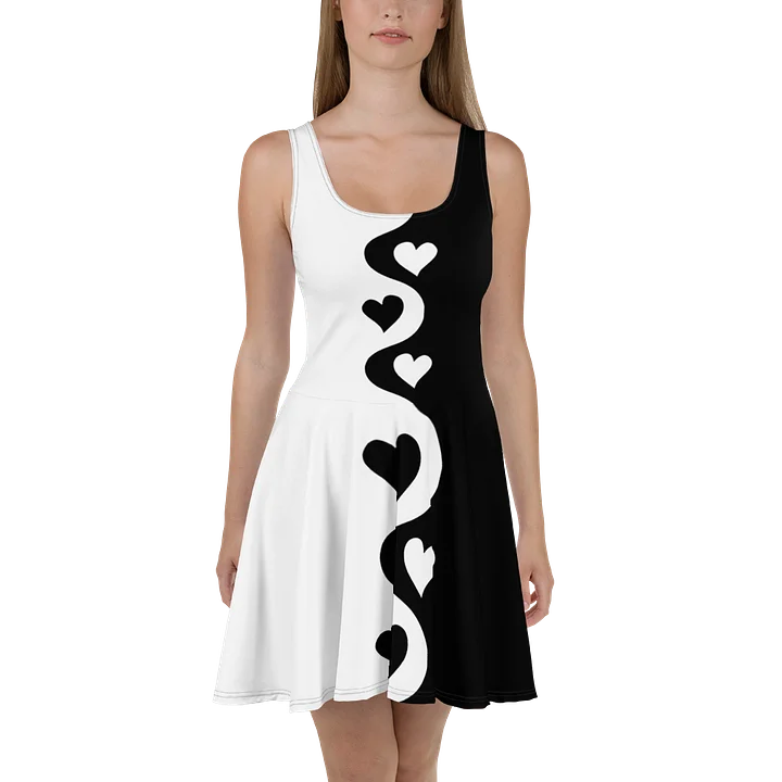 Split Half and Half Hearts Dress | Black and White product image (1)
