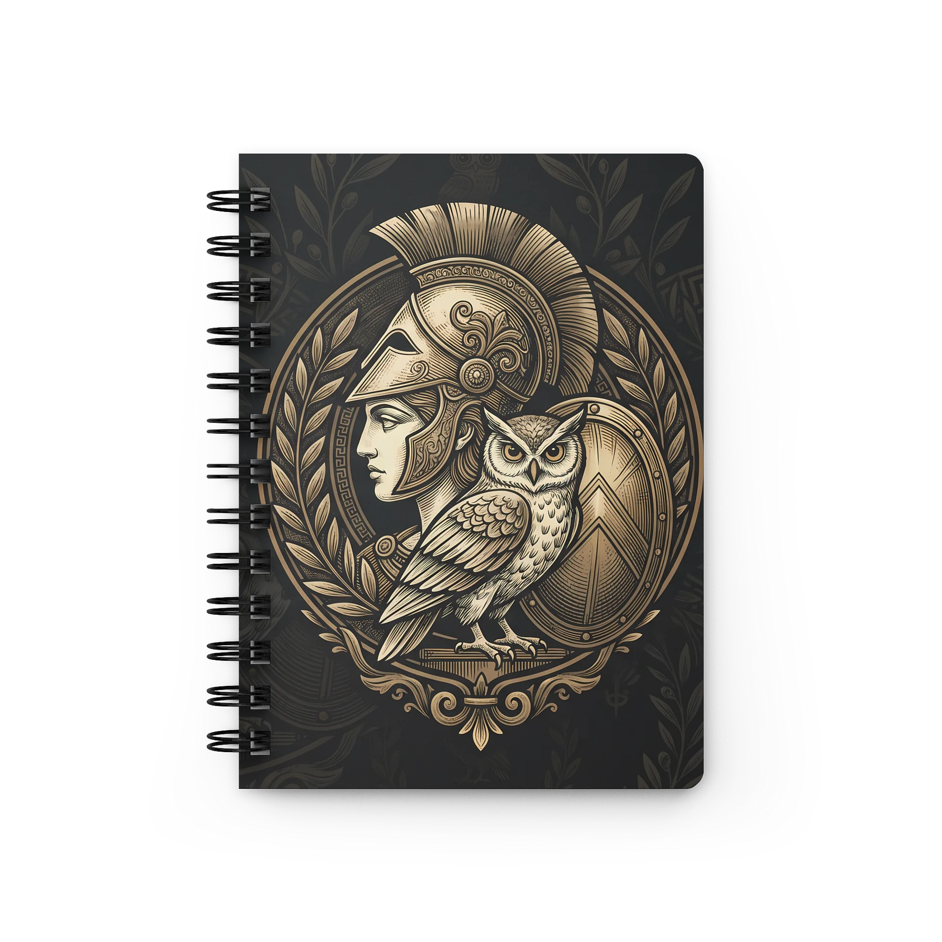 Athena Notebook – Greek Mythology Spiral Journal with Owl & Warrior Design product image (3)