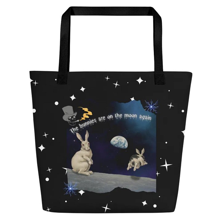 KC, Bunnies on the Moon, Black Tote product image (1)