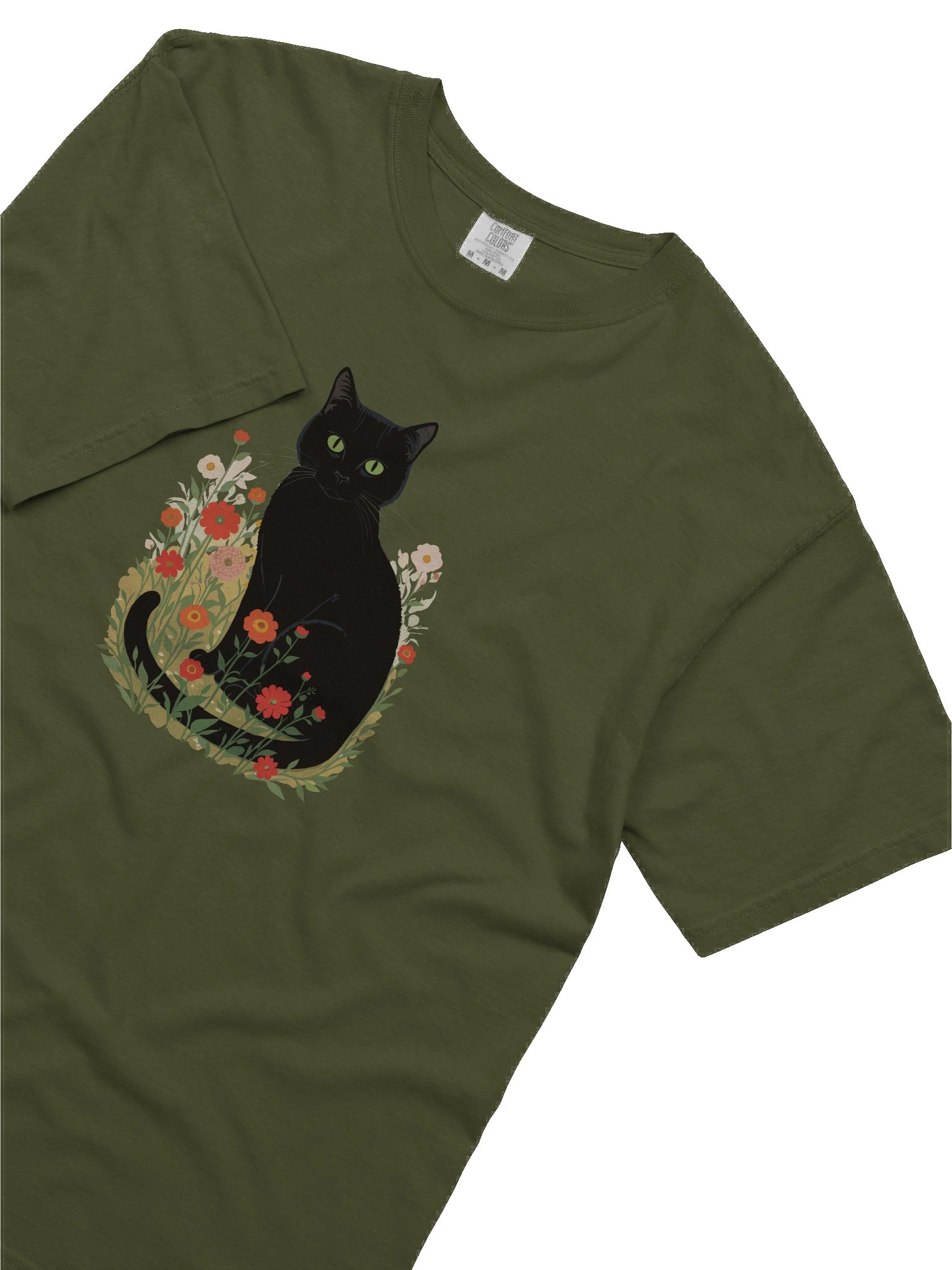 The Garden Guardian – Artistic Cat & Wildflower T-Shirt product image (2)