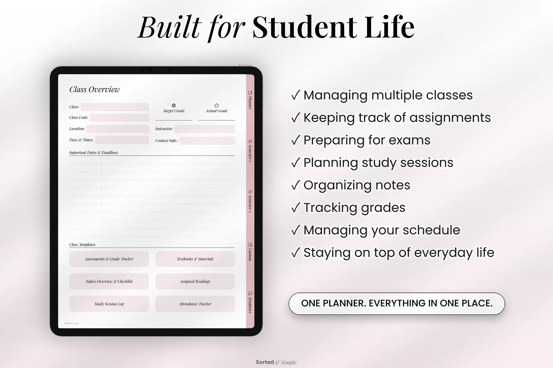 2026/2027 Mid-Year Student Digital Planner Portrait - Dusty Pink product image (11)