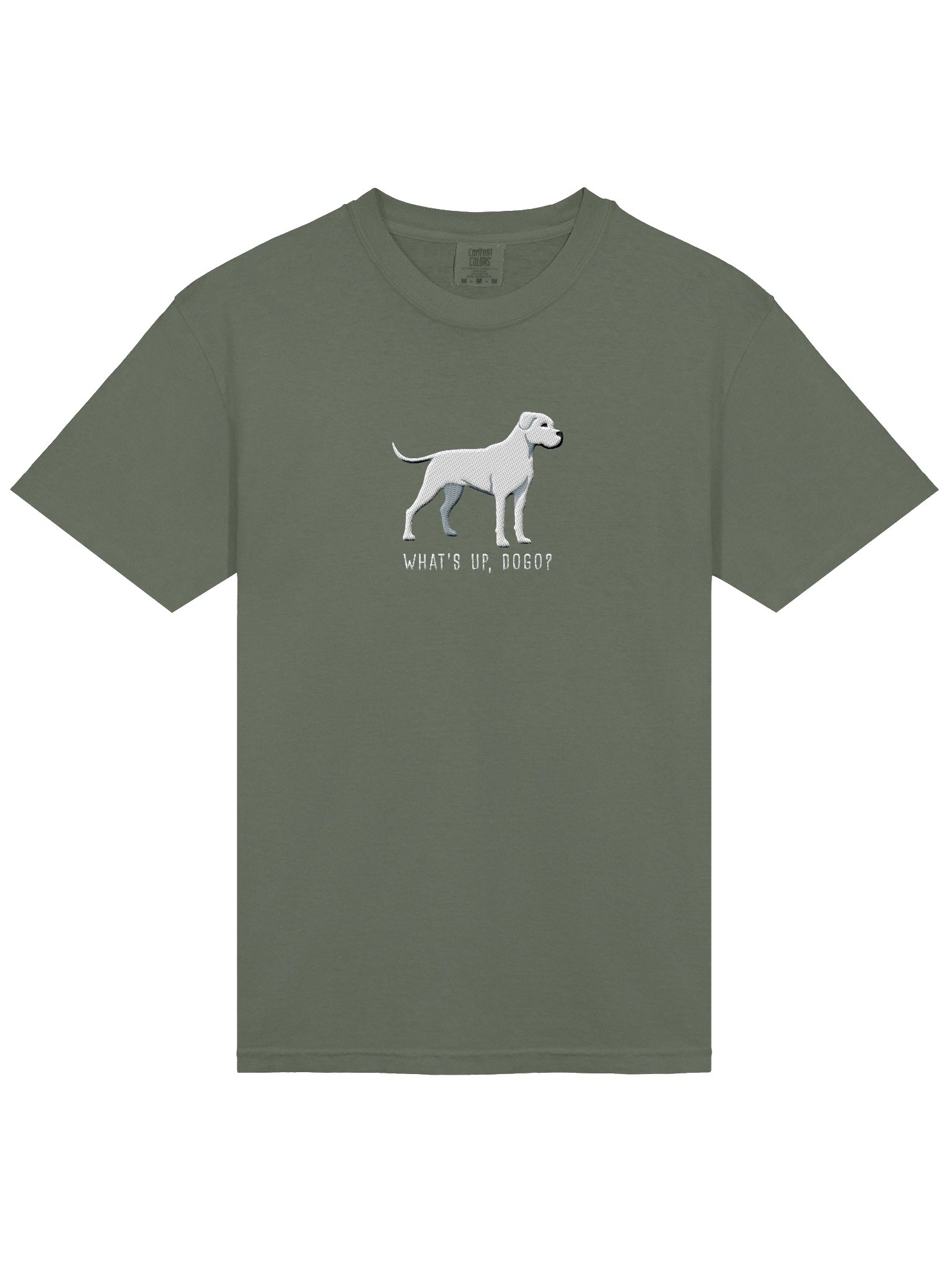 What's Up, Dogo? T-Shirt(Embroidered) of a Dogo Argentino(White) product image (6)
