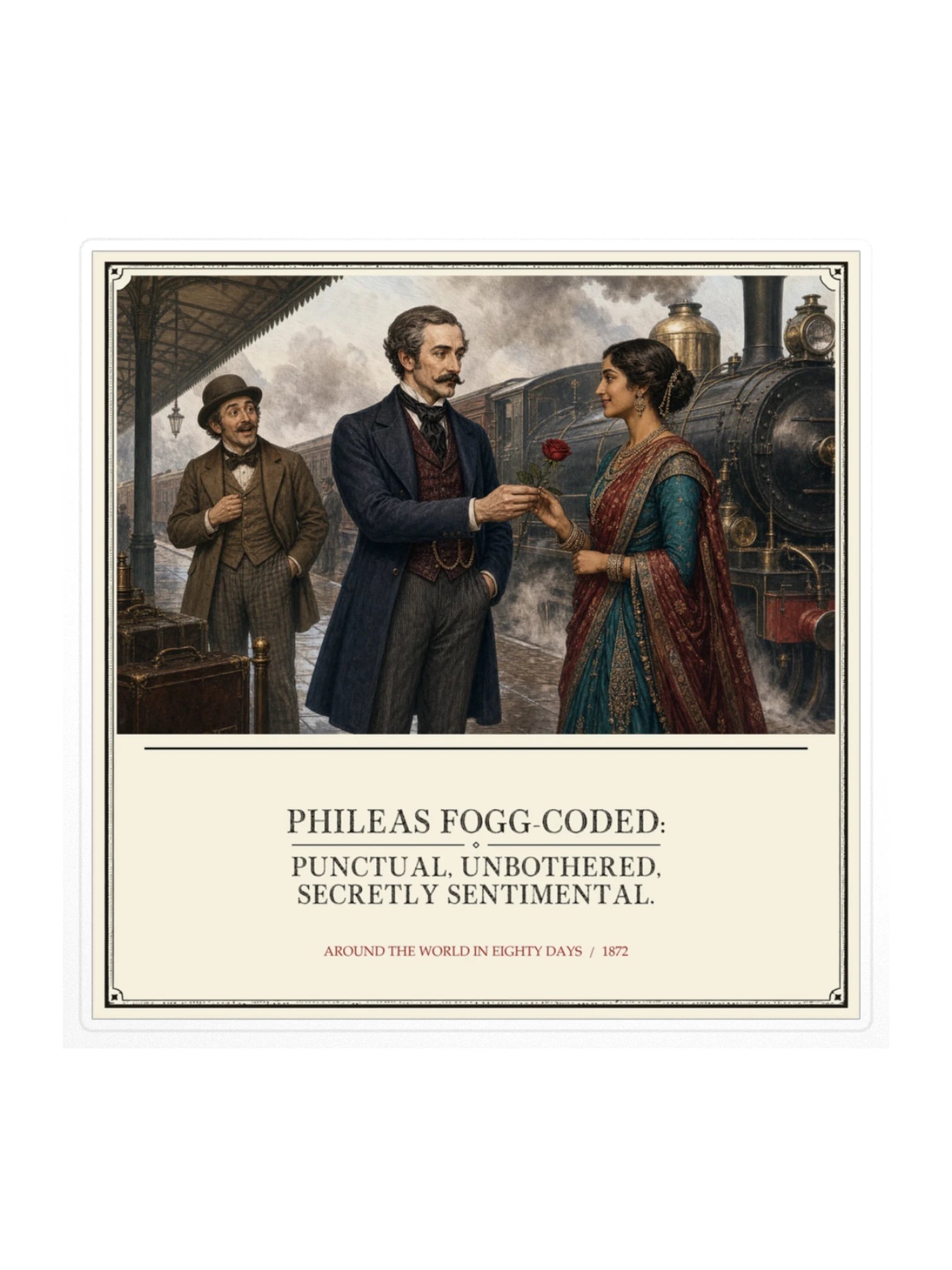 Phileas Fogg Coded Punctual Unbothered Secretly Sentimental -- Around the World in Eighty Days Sticker product image (1)