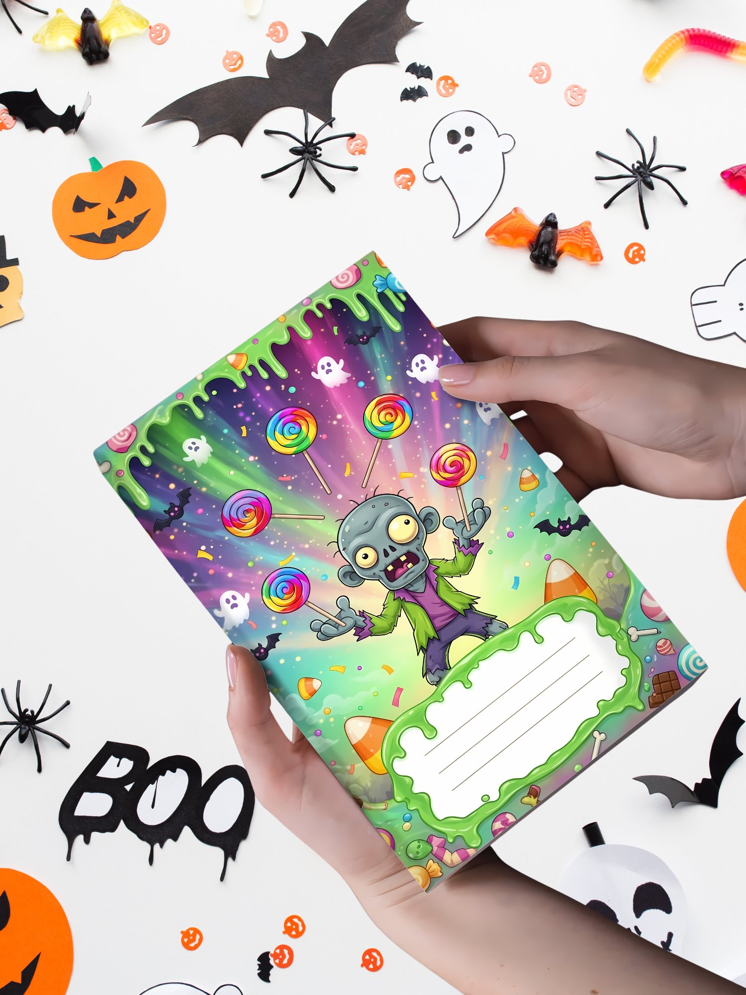 Funny Zombie Halloween Composition Notebook Cover — Digital Printable, KDP-Ready product image (1)