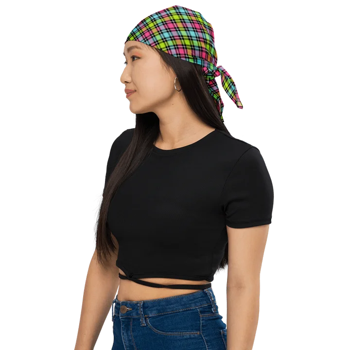 Neon Checkered Plaid Bandana product image (1)