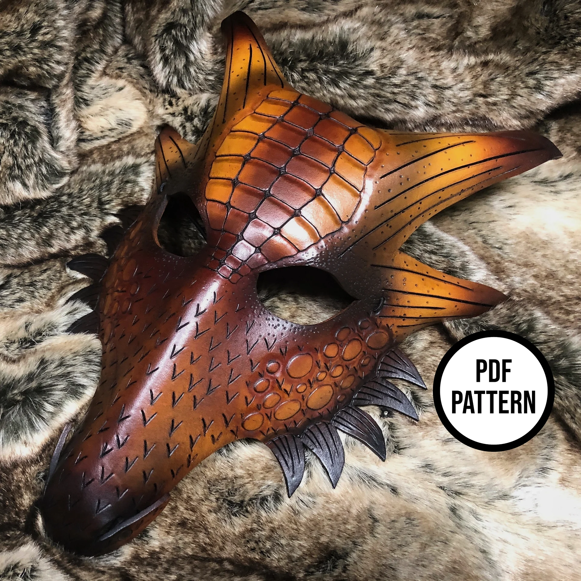 Dragon Mask Pattern - PDF Pattern for Leatherwork product image (4)