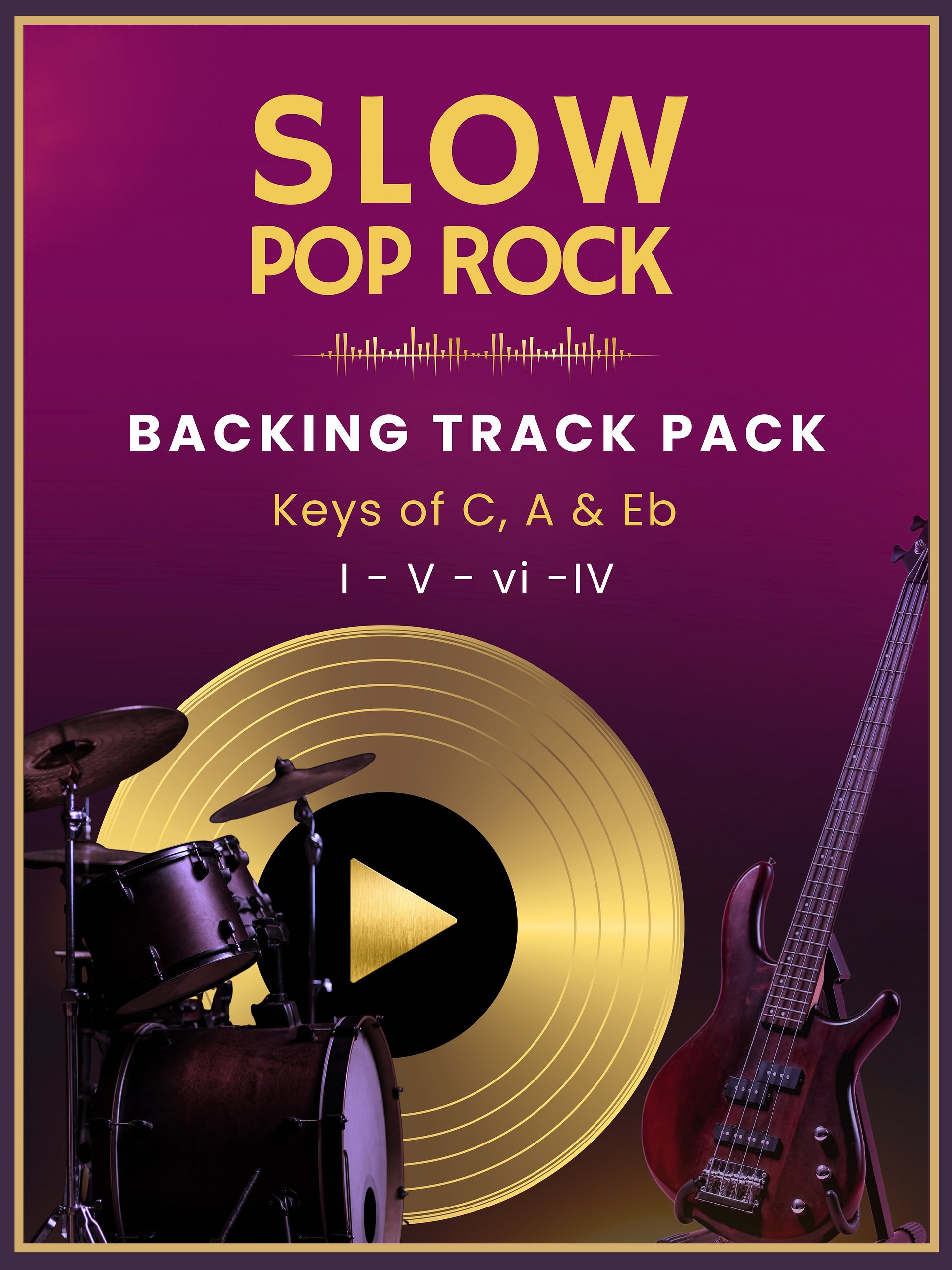 Slow Pop Rock Backing Tracks - 70 BPM - Keys of C, A & E Flat product image (1)