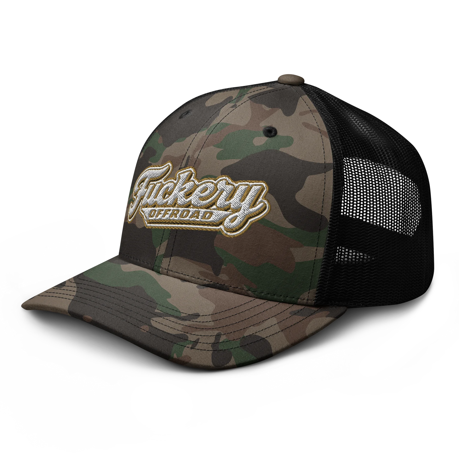 Camo Baseball hat with Retro Fuckery Logo product image (2)