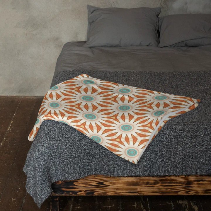 Orange Turquoise & Cream Floral Throw Blanket product image (1)