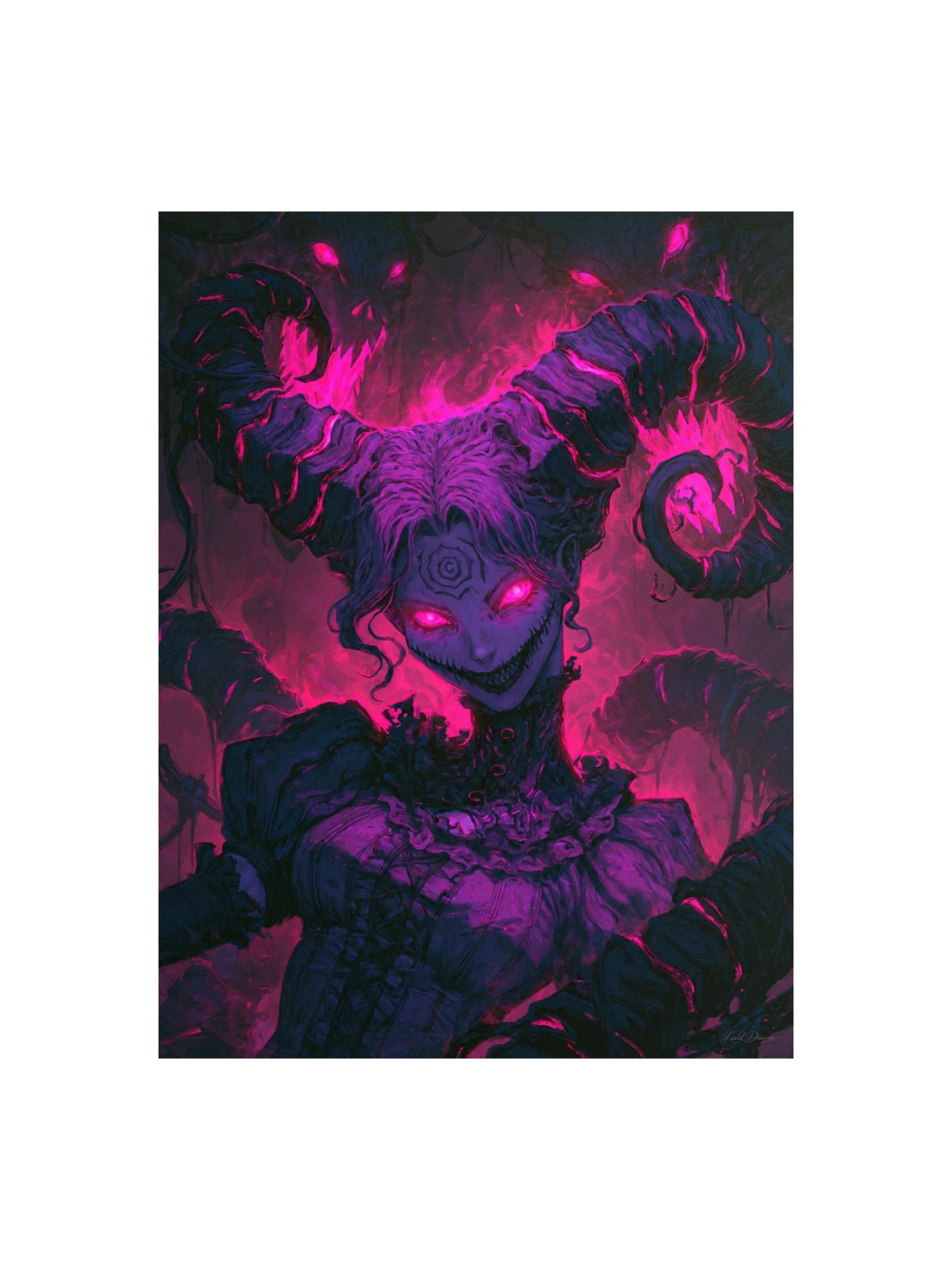 Horned Demon Art Print — Magenta Horned Nightmare product image (5)
