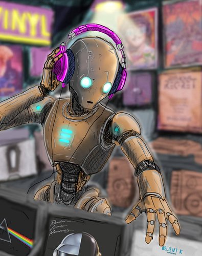 D.A.V.E. goes to the record store.

#art #digitalartist #downwithai #robot