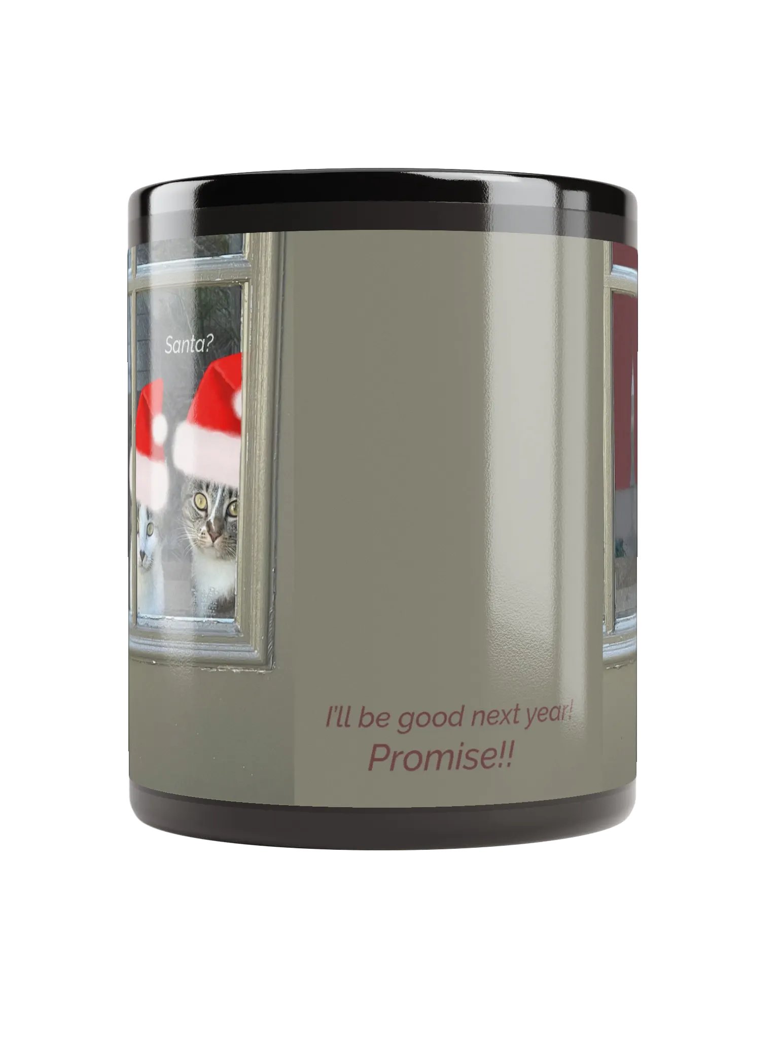 Kitty Christmas "I'll Be Good Next Year" Black Ceramic Mug product image (3)