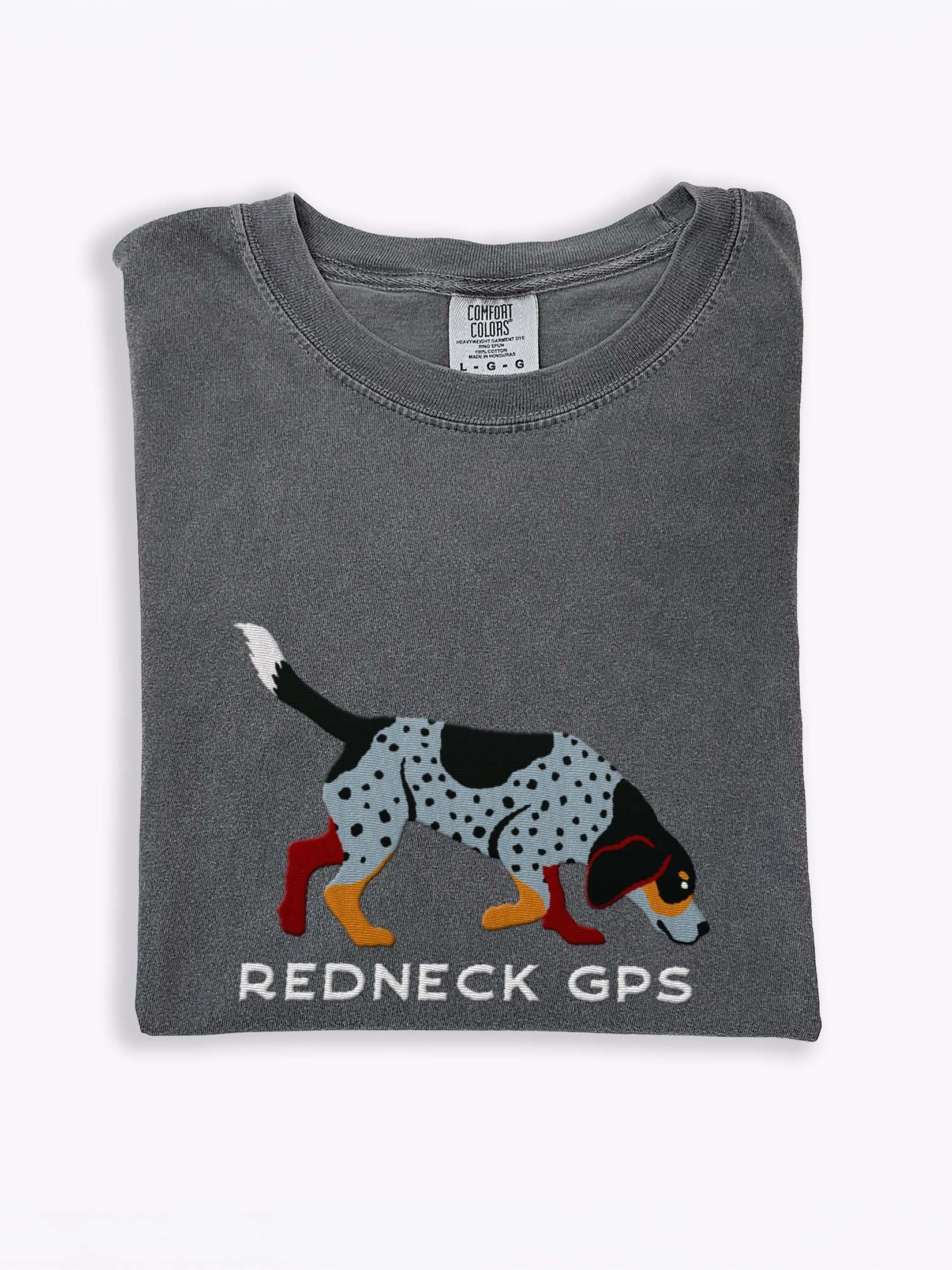 Redneck GPS T-Shirt(Embroidered) of a Beagle(Bluetick) product image (1)