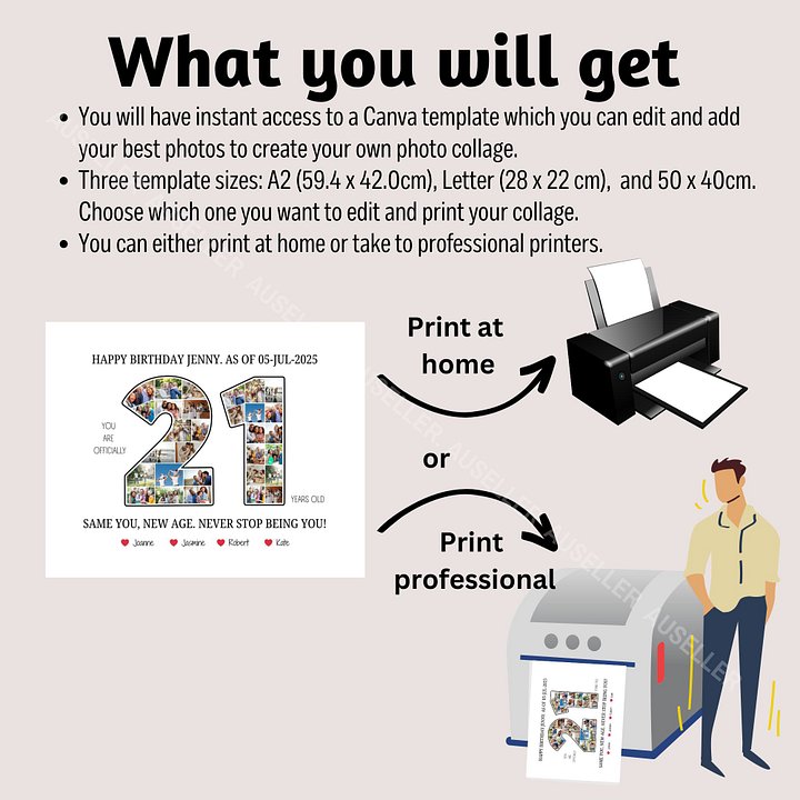 21st Birthday Photo Collage Poster - Canva Template product image (2)