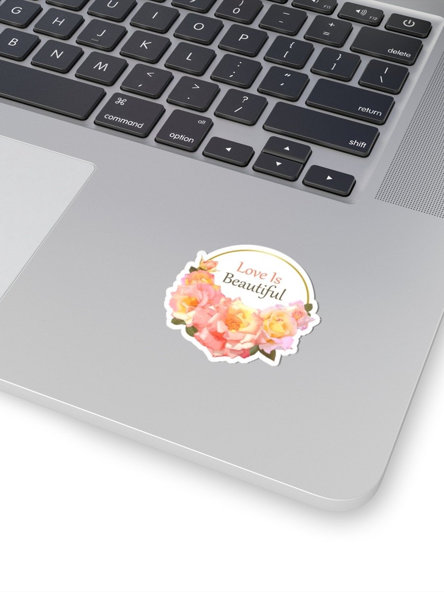 Love Is Beautiful Gold Floral Vinyl Decal – Krita Airbrush Rose Sticker product image (2)