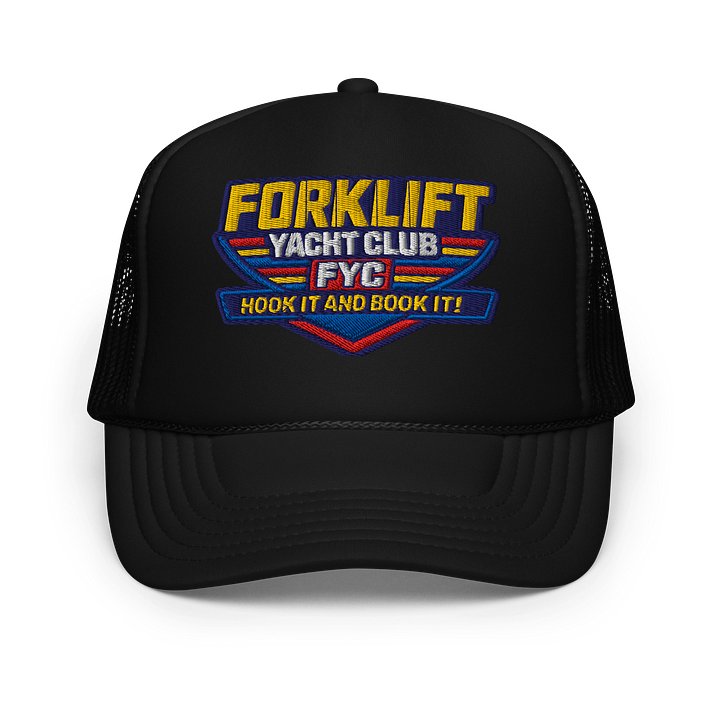 Hook and book - Trucker style mesh hat Embroidered product image (1)