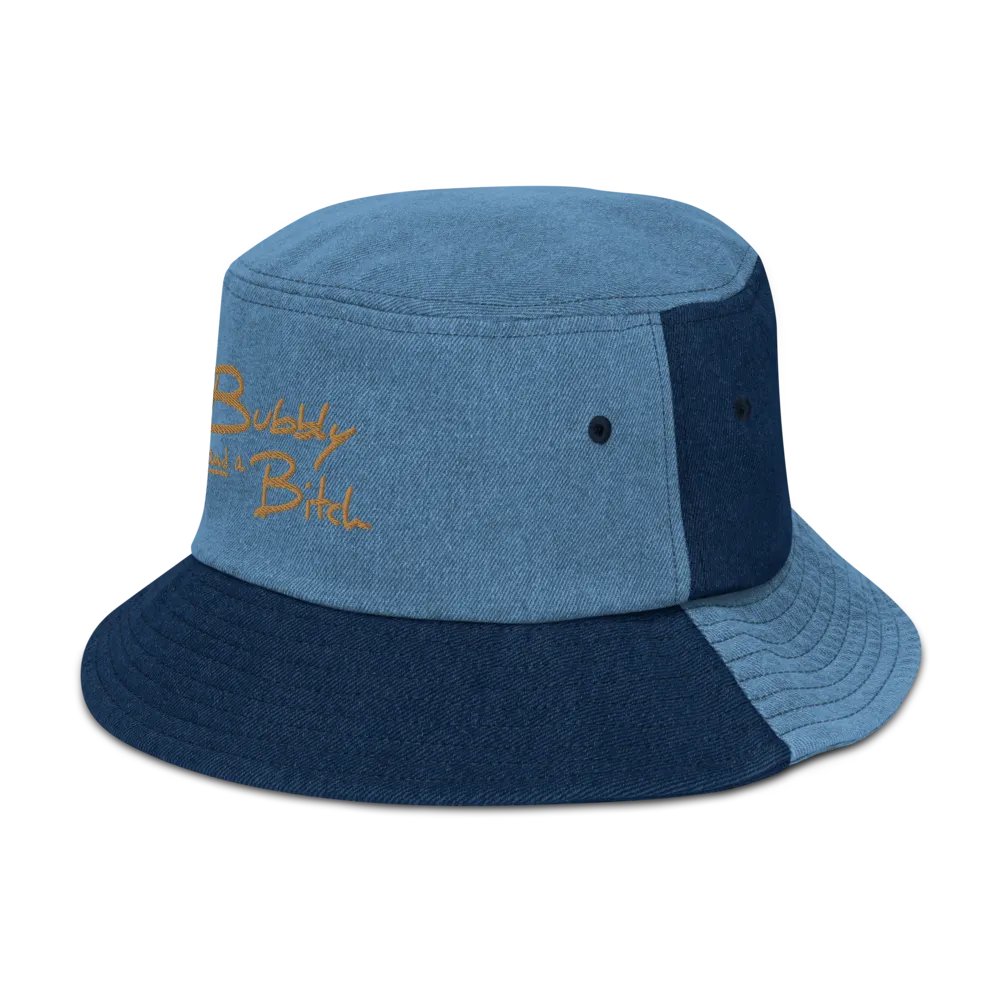 Bubbly and a B*tch (brass) embroidered denim bucket hat product image (11)