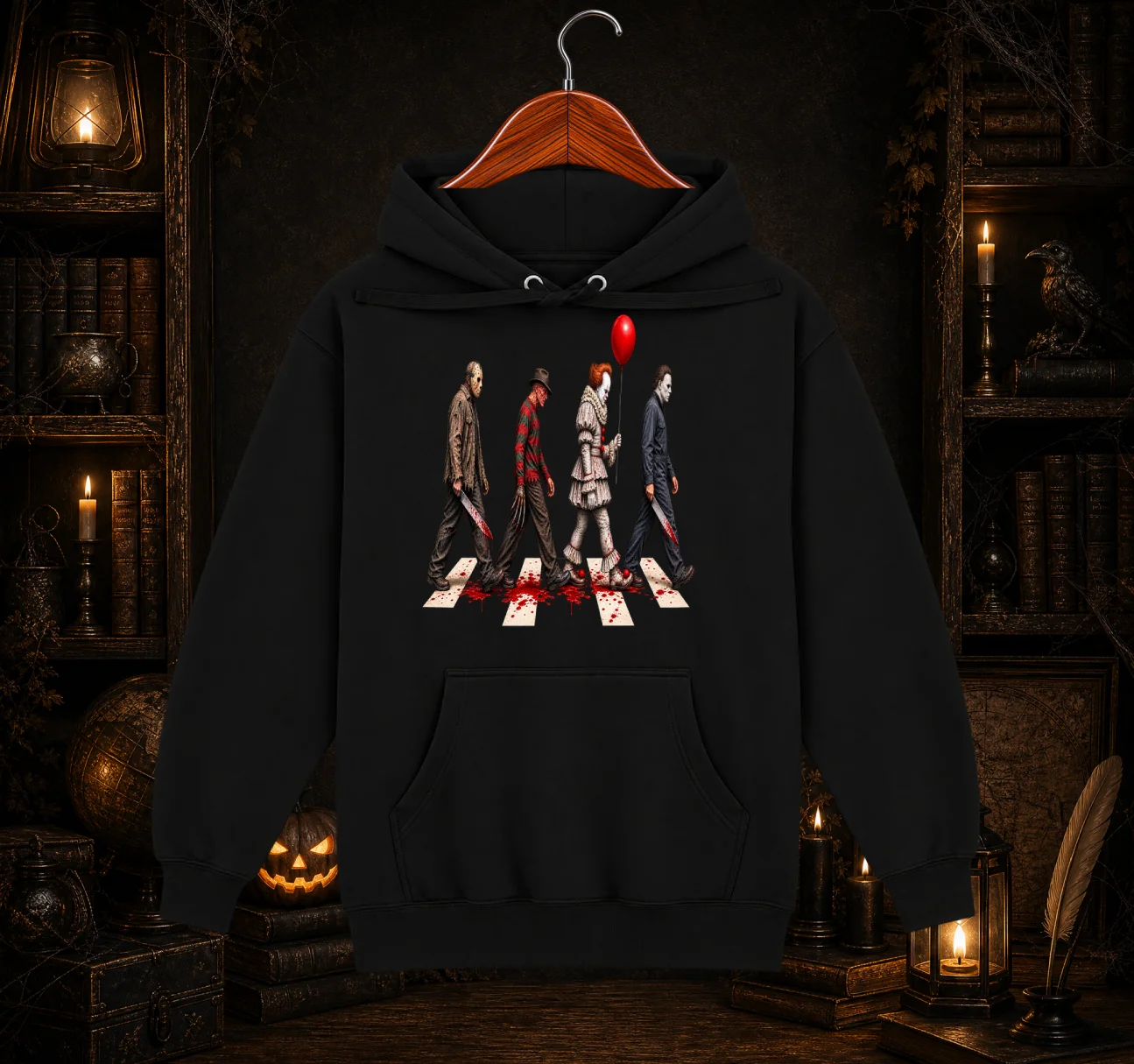 Horror Slashers Abbey Road Graphic Hoodie | Halloween Movie Mashup Hoodie product image (1)