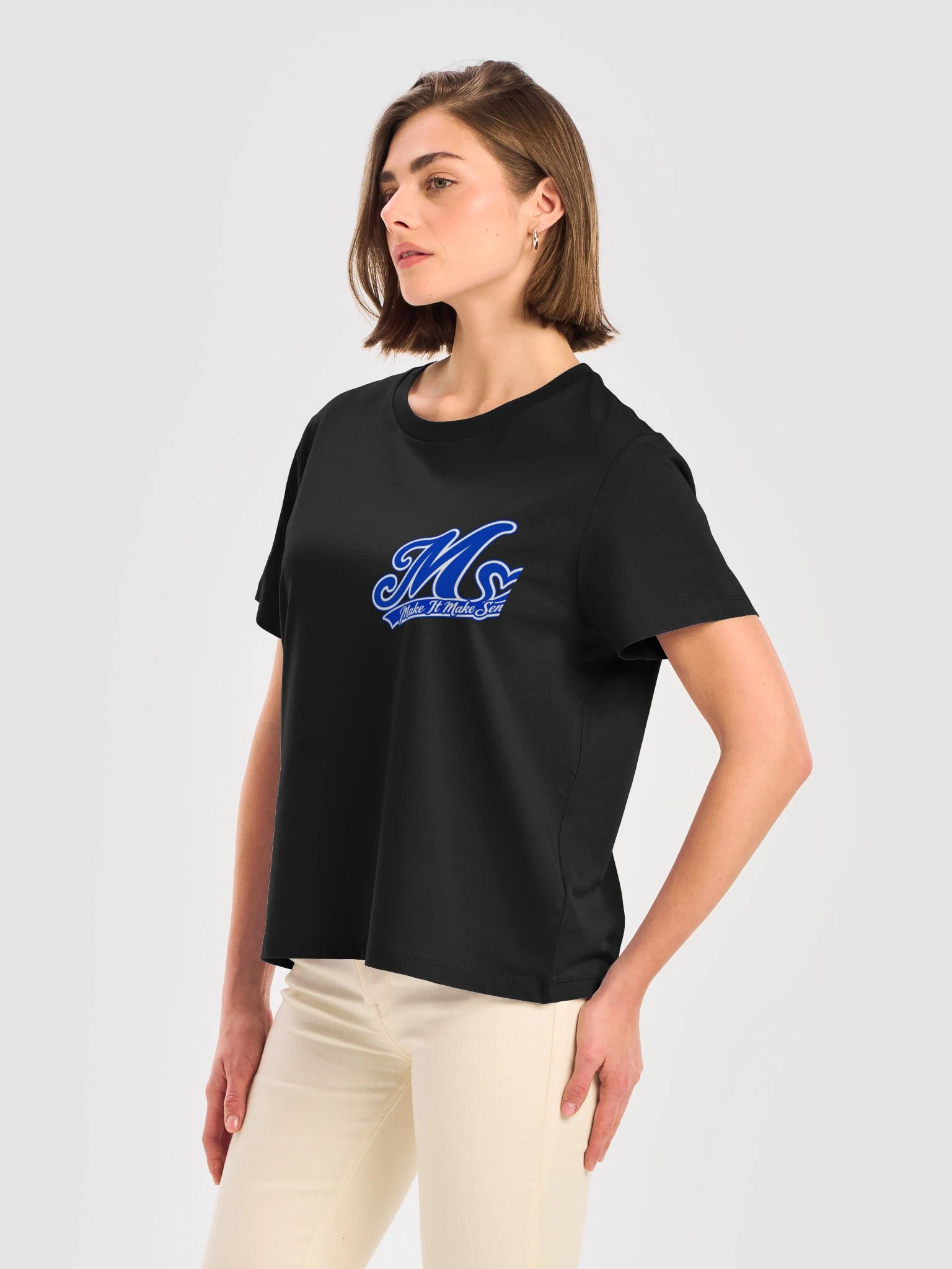 Make It Make Sense Women’s Blue M Heart Logo T-Shirt product image (37)