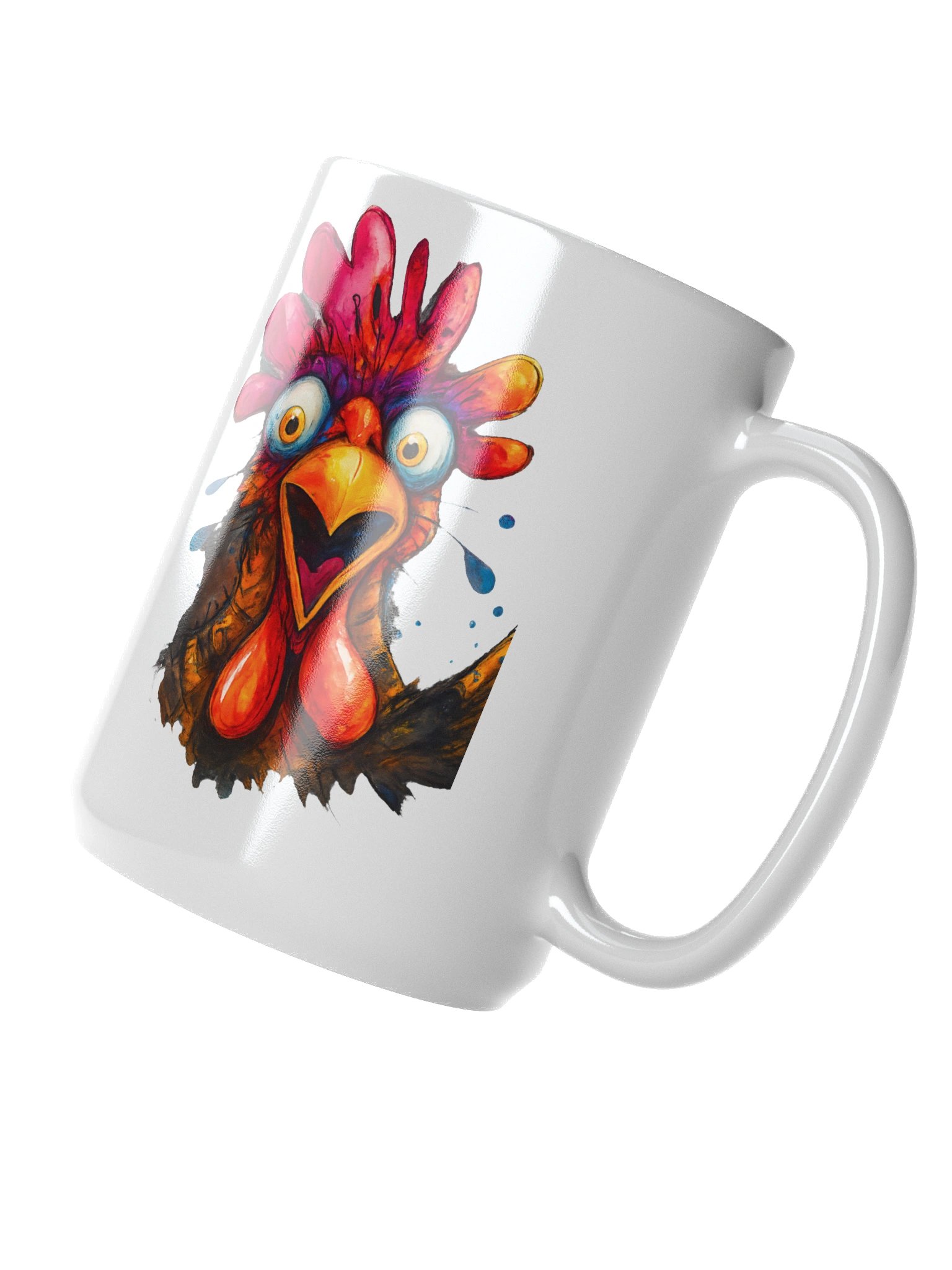 Surprised Chicken White Glossy Mug product image (3)