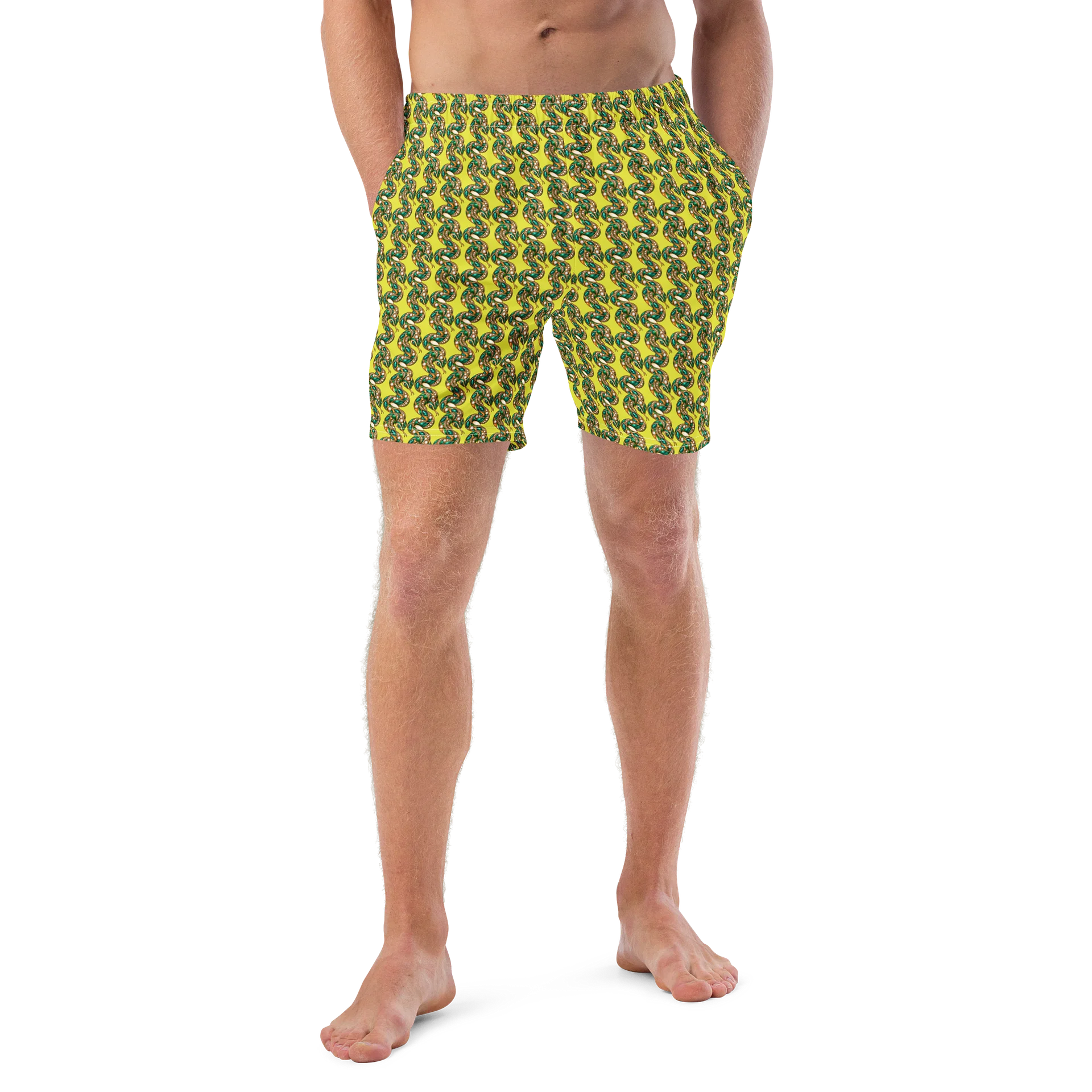 Diagonal Green Snake Brooch Mosaic Swim Trunks product image (4)