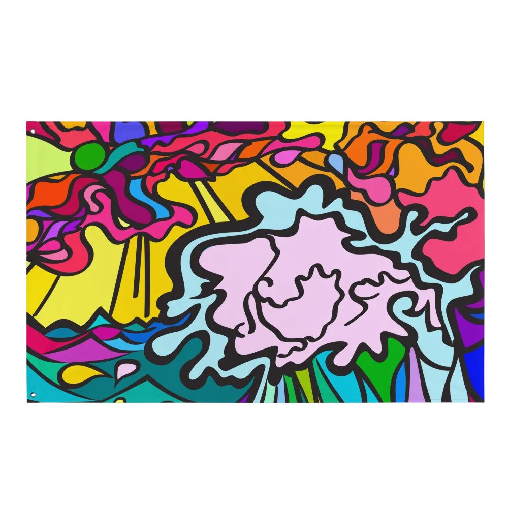 Vibrant Swirls All-Over Flag - Wave at Sunset product image (1)