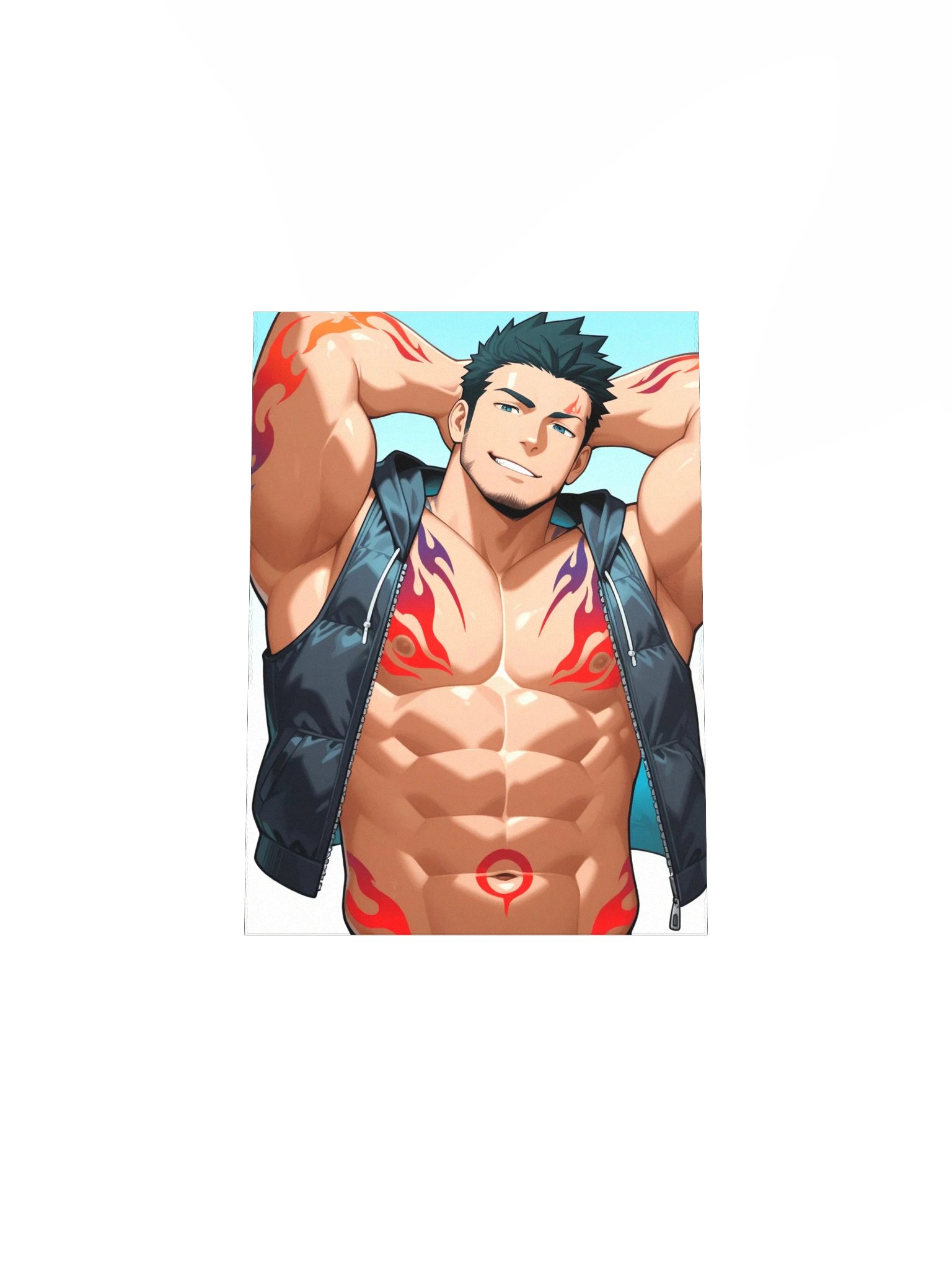 Kael – Flame-Tattooed Beach Alpha Poster product image (17)