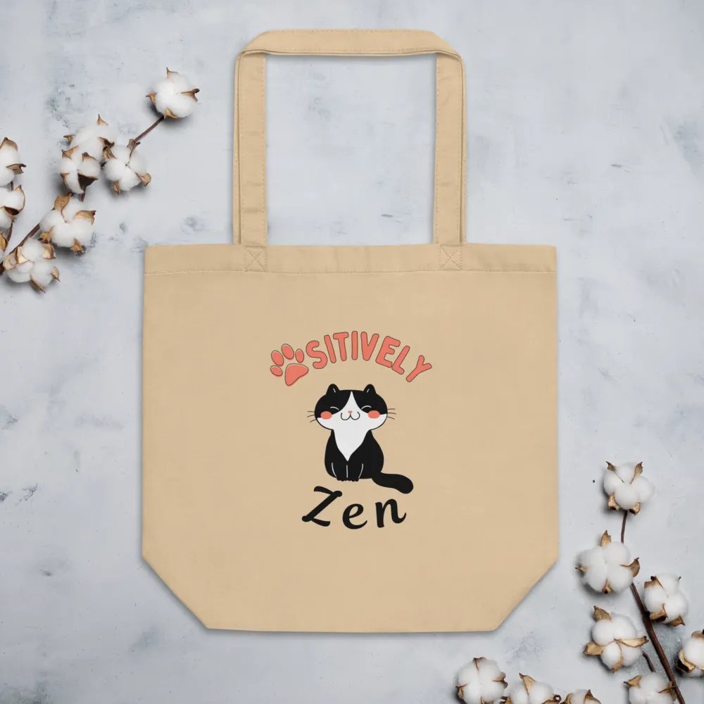 Pawsitively Zen — Organic Cotton Beige Tote Bag for Everyday Use product image (3)