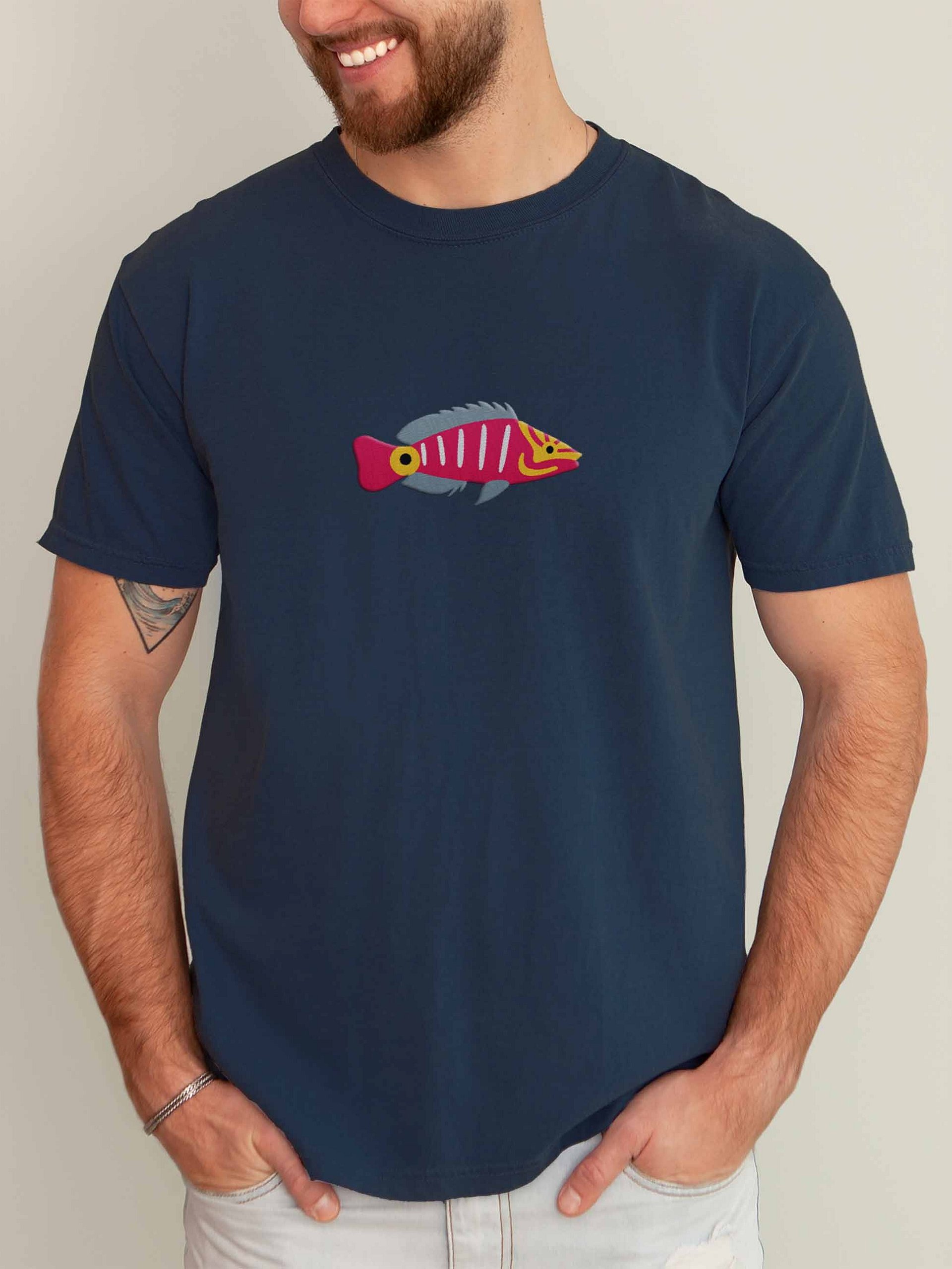 Mystery Wrasse Embroidered Shirt | Reef Aquarium Fish Embroidery Tee | Saltwater Marine Fish Apparel product image (2)