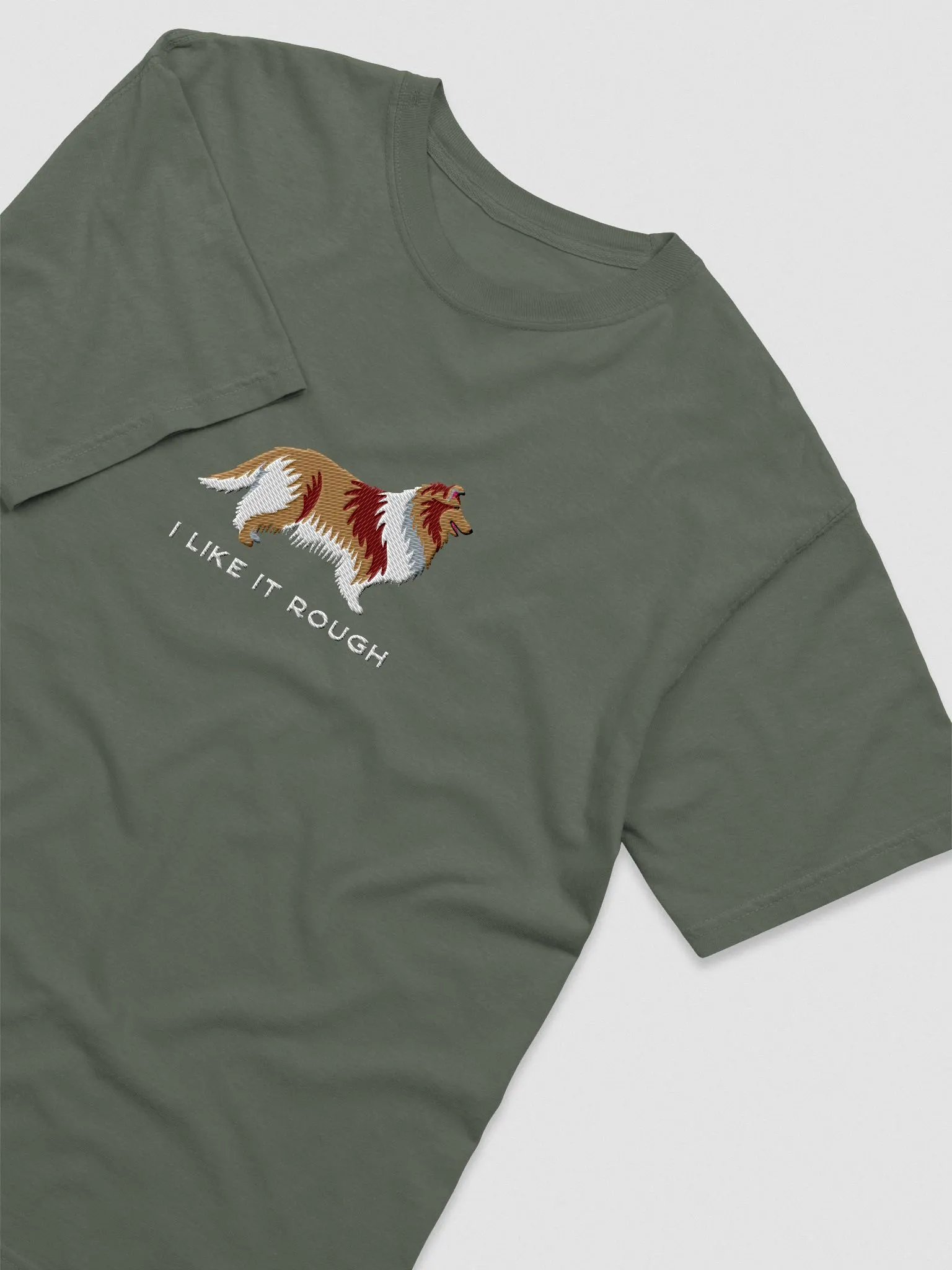 I Like It Rough T-Shirt(Embroidered) of a Rough Collie product image (6)