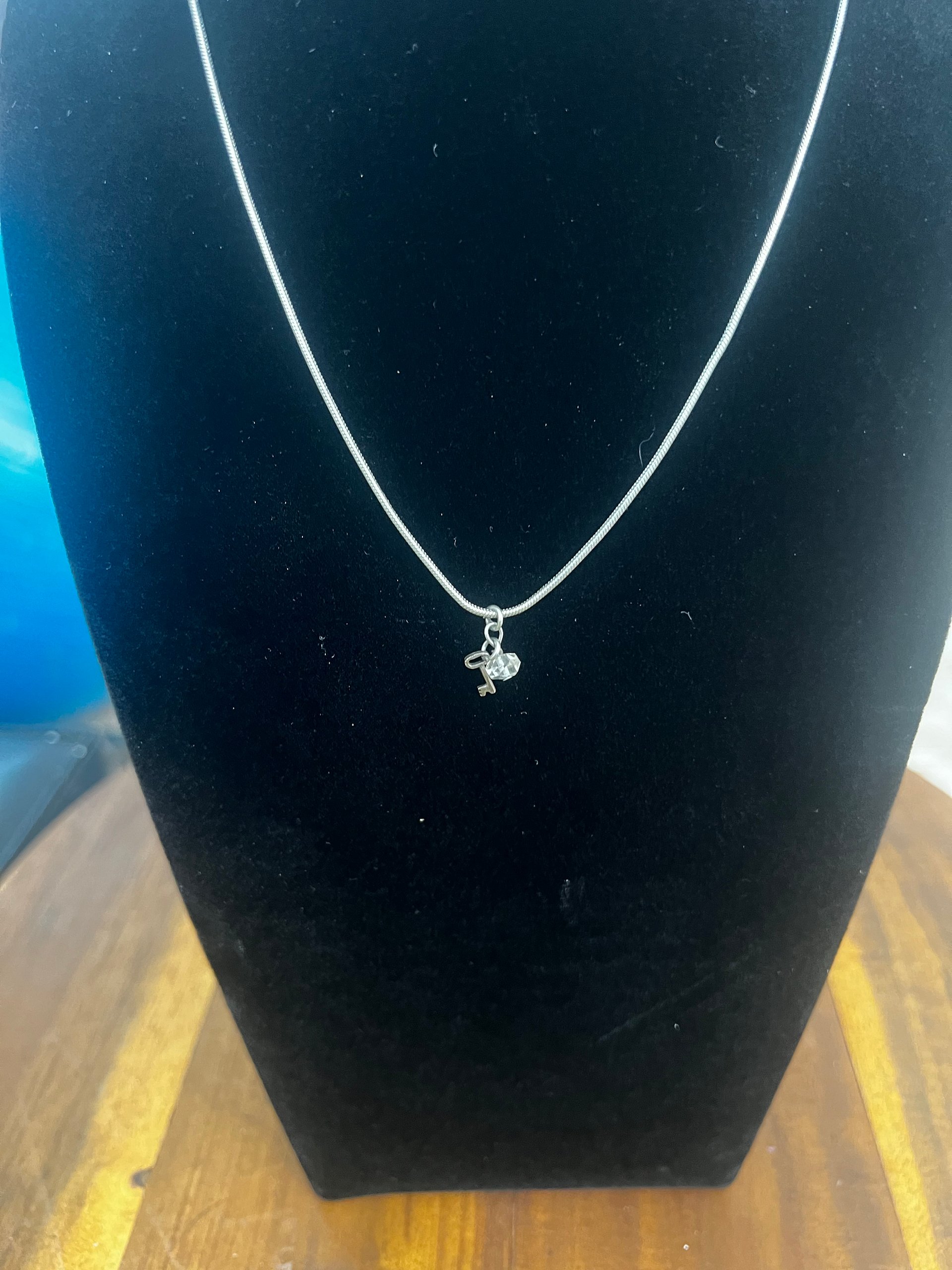 Tiny Dainty Skeleton Key with Tiny Herkimer product image (1)