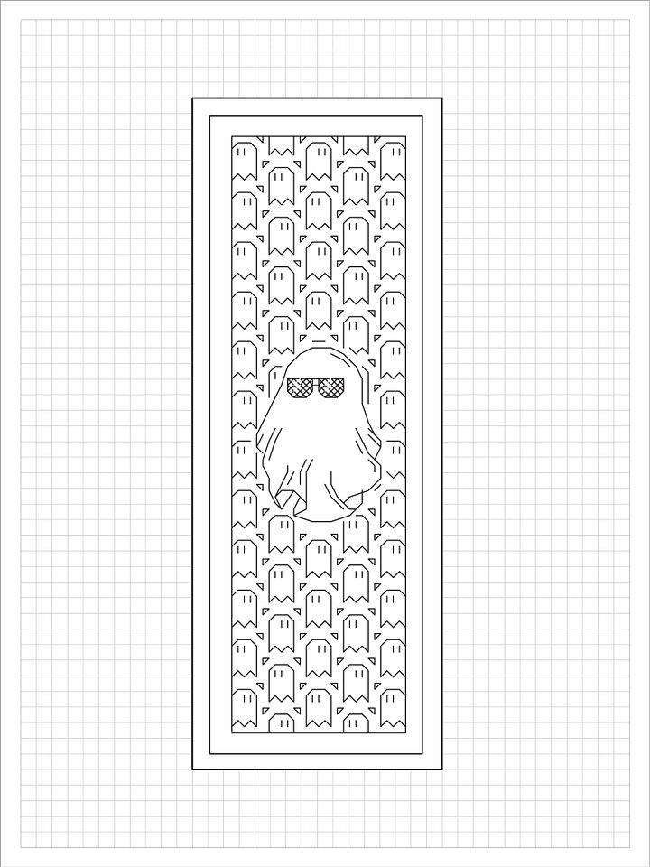 Unfazed Phantom Bookmark • Blackwork Cross Stitch Pattern • PDF Digital Download product image (1)