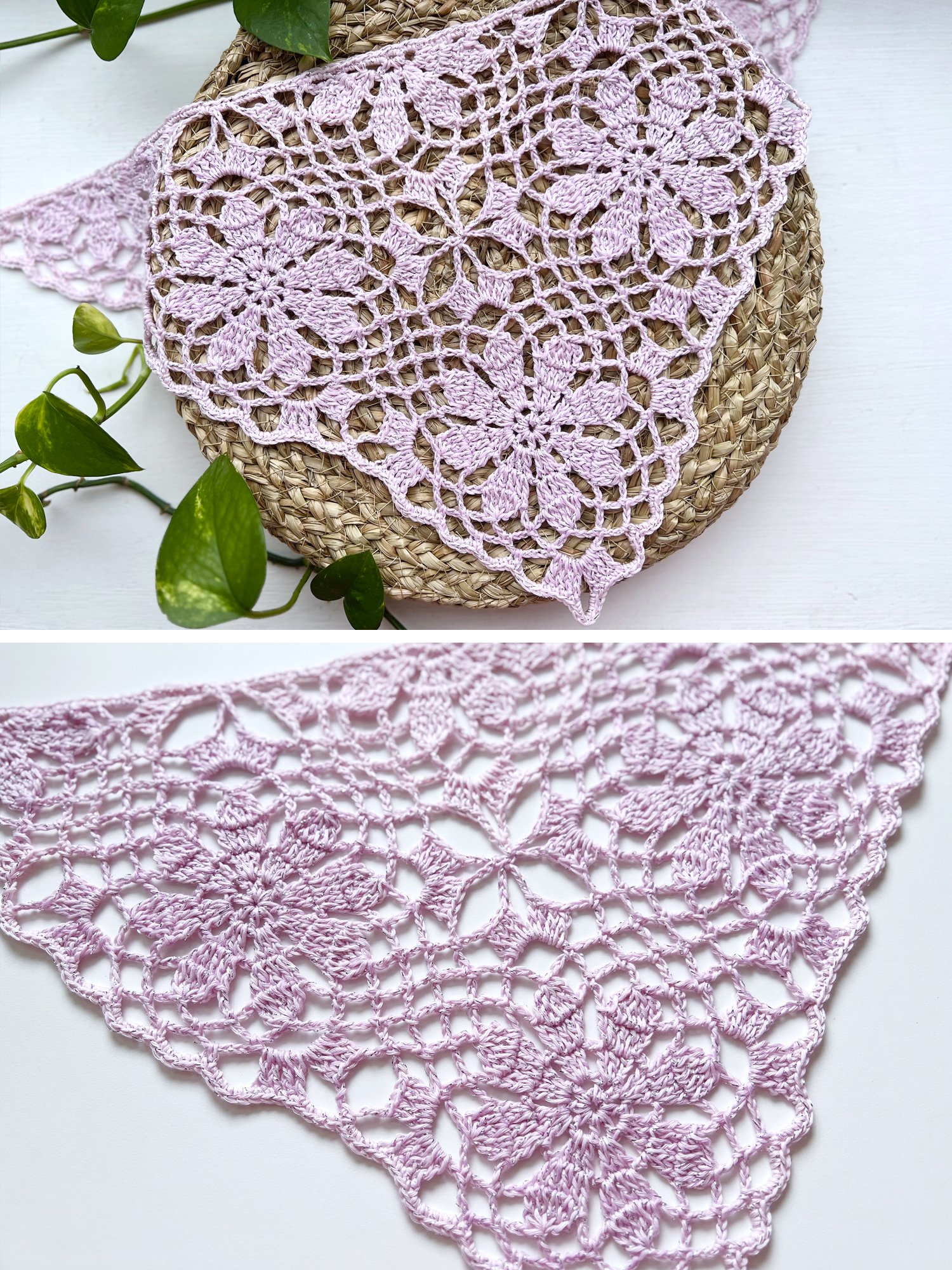 Crochet Floral Bandana in Sparkly Pink Lavender product image (1)