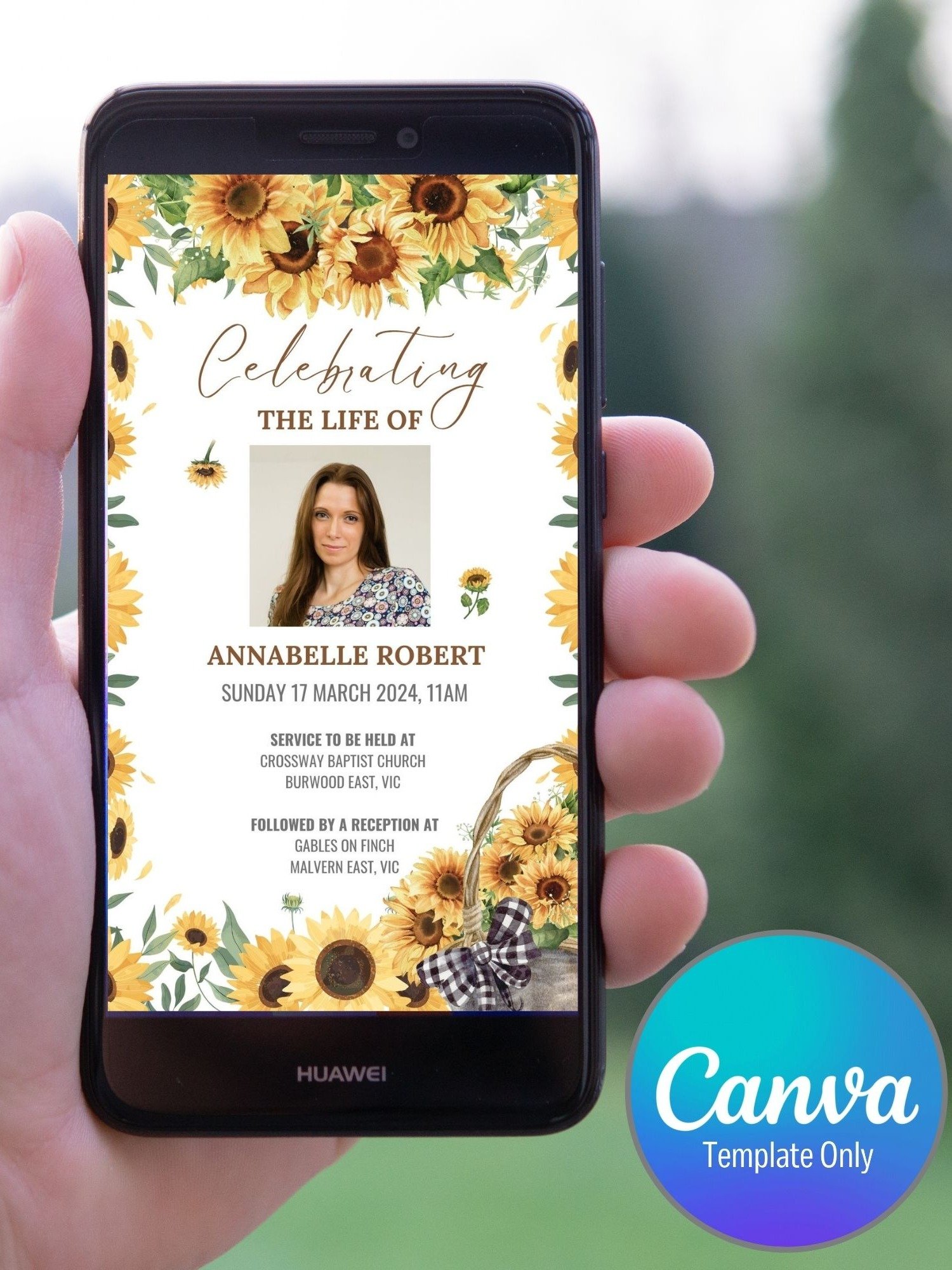 Sunflowers Evite Canva Template product image (1)