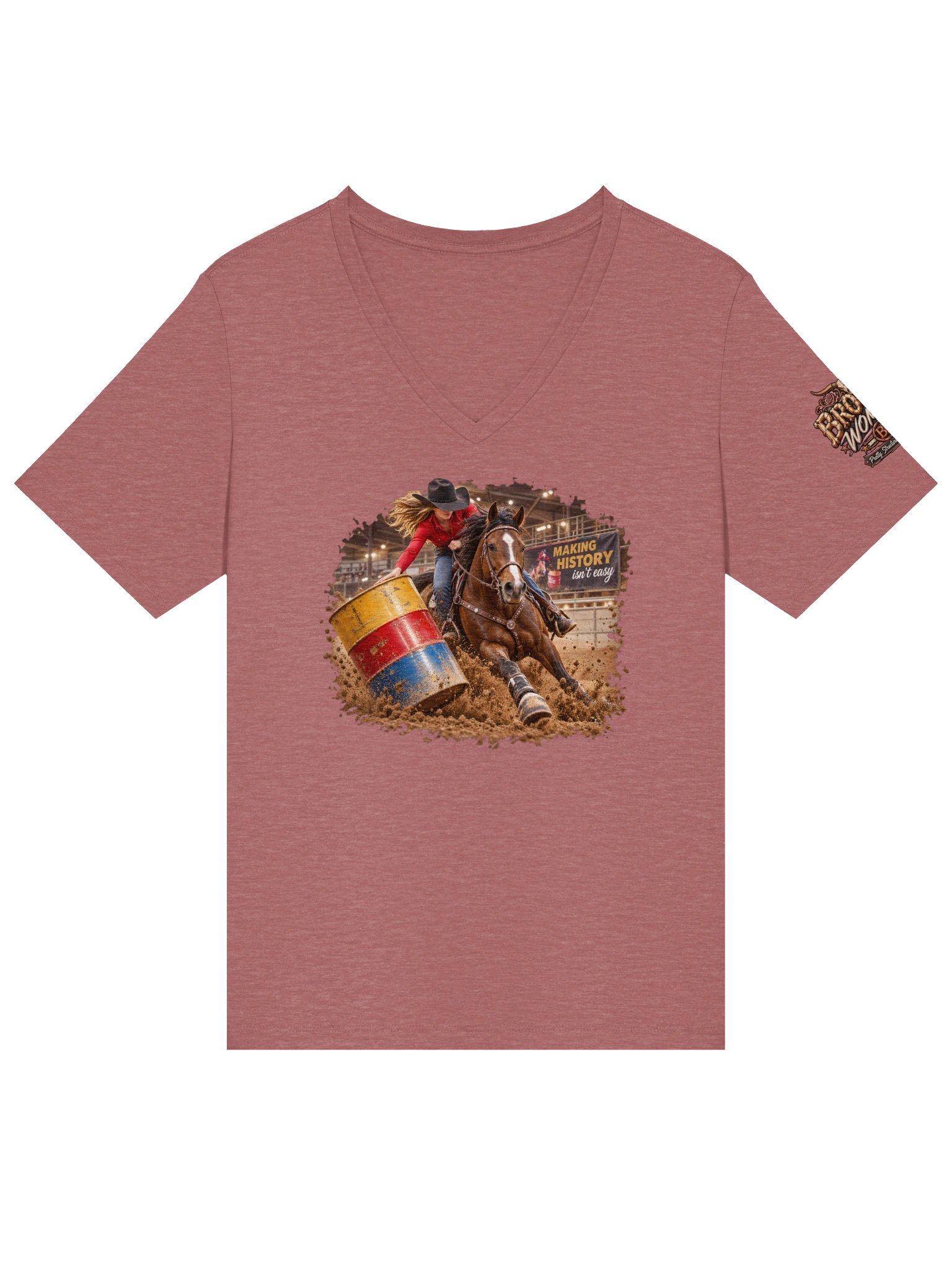 Barrel Racing Shirt — Making History Isn't Easy V-Neck | Broken Cowgirl™ product image (3)