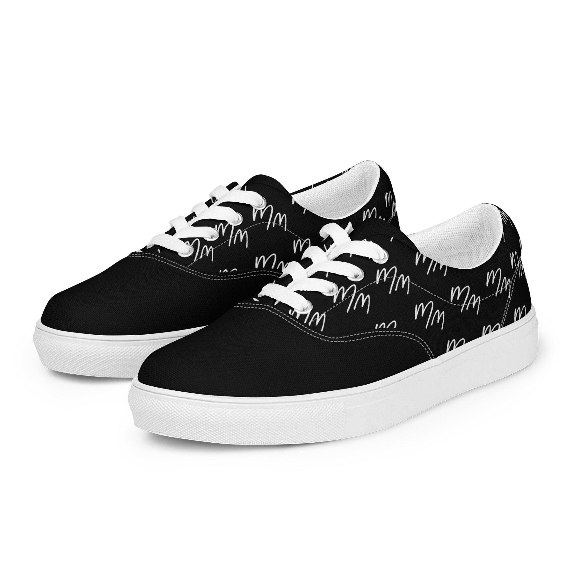 MM02 BLACK AND WHITE LACED UP CANVAS SHOES product image (5)
