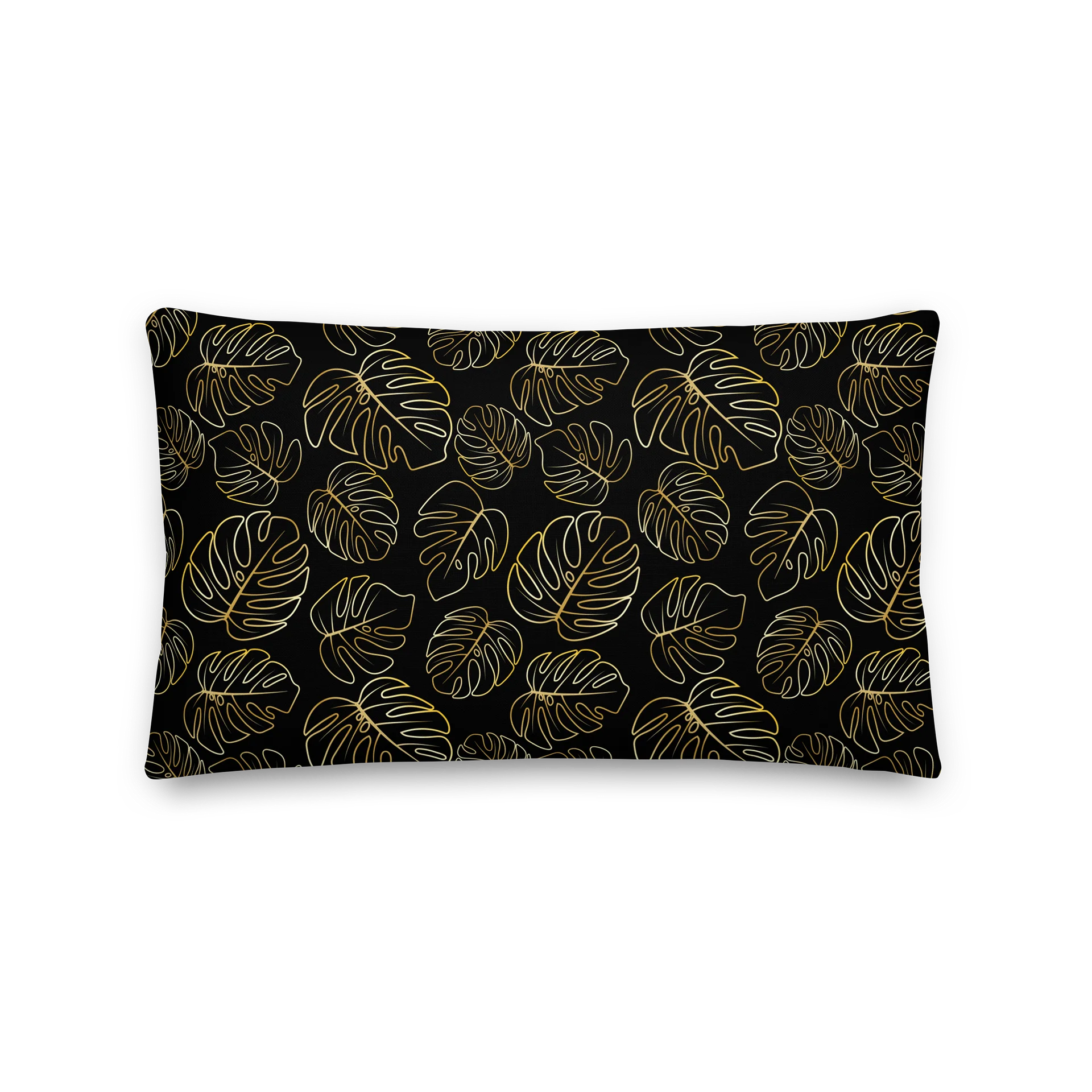 Golden Monstera Leaves Premium Pillow for Home Decor product image (2)