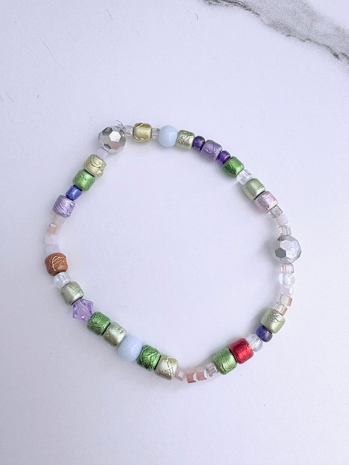 MFD-00056 | Iridescent Glow | Pearlescent & Mirrored Beaded Bracelet | Handmade 7.5" Stretch Bracelet | Coastal Charm Jewelry by Monique Faella Designs™ product image (1)