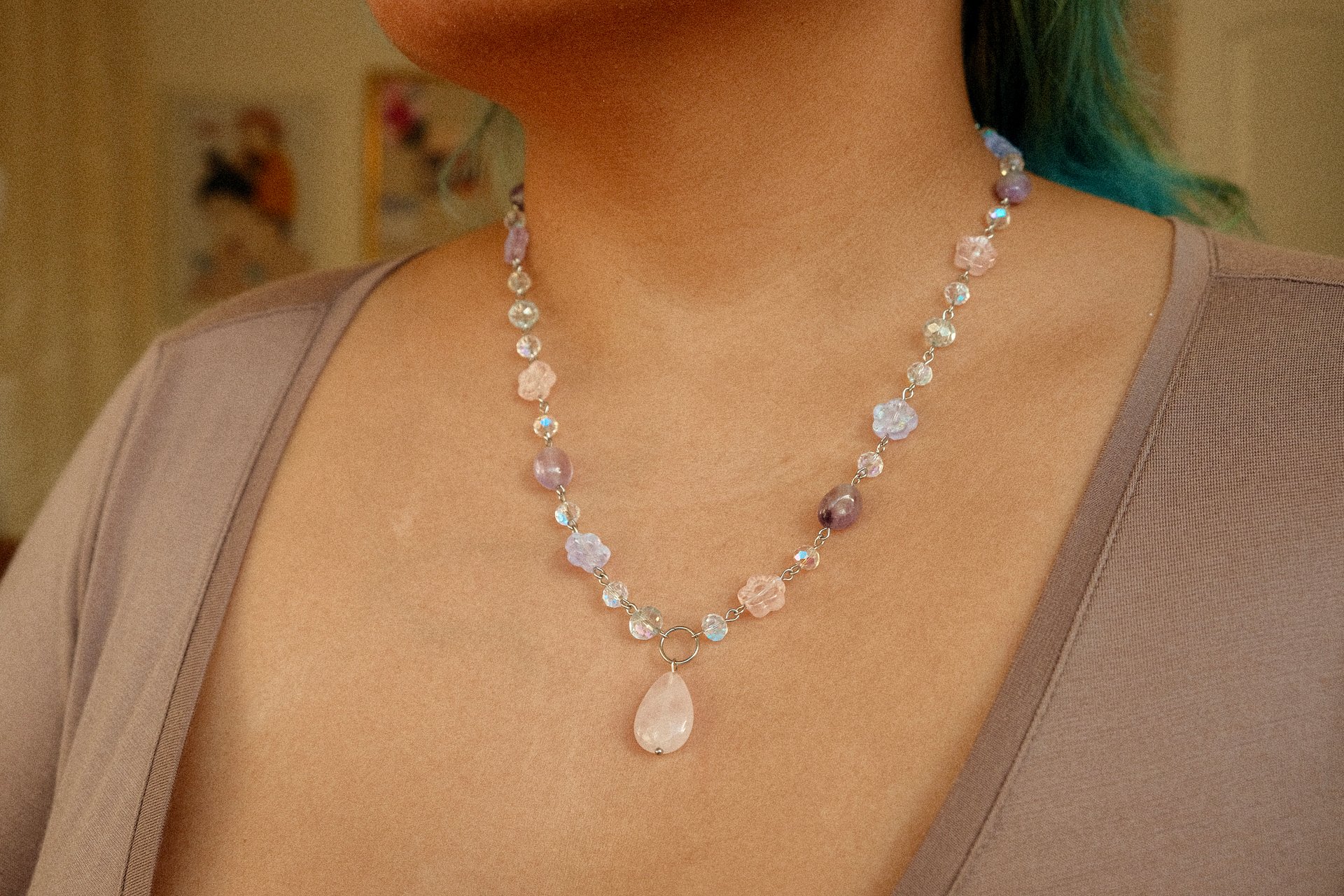 Pastel Dreams - Rose Quartz & Amethyst Necklace product image (3)