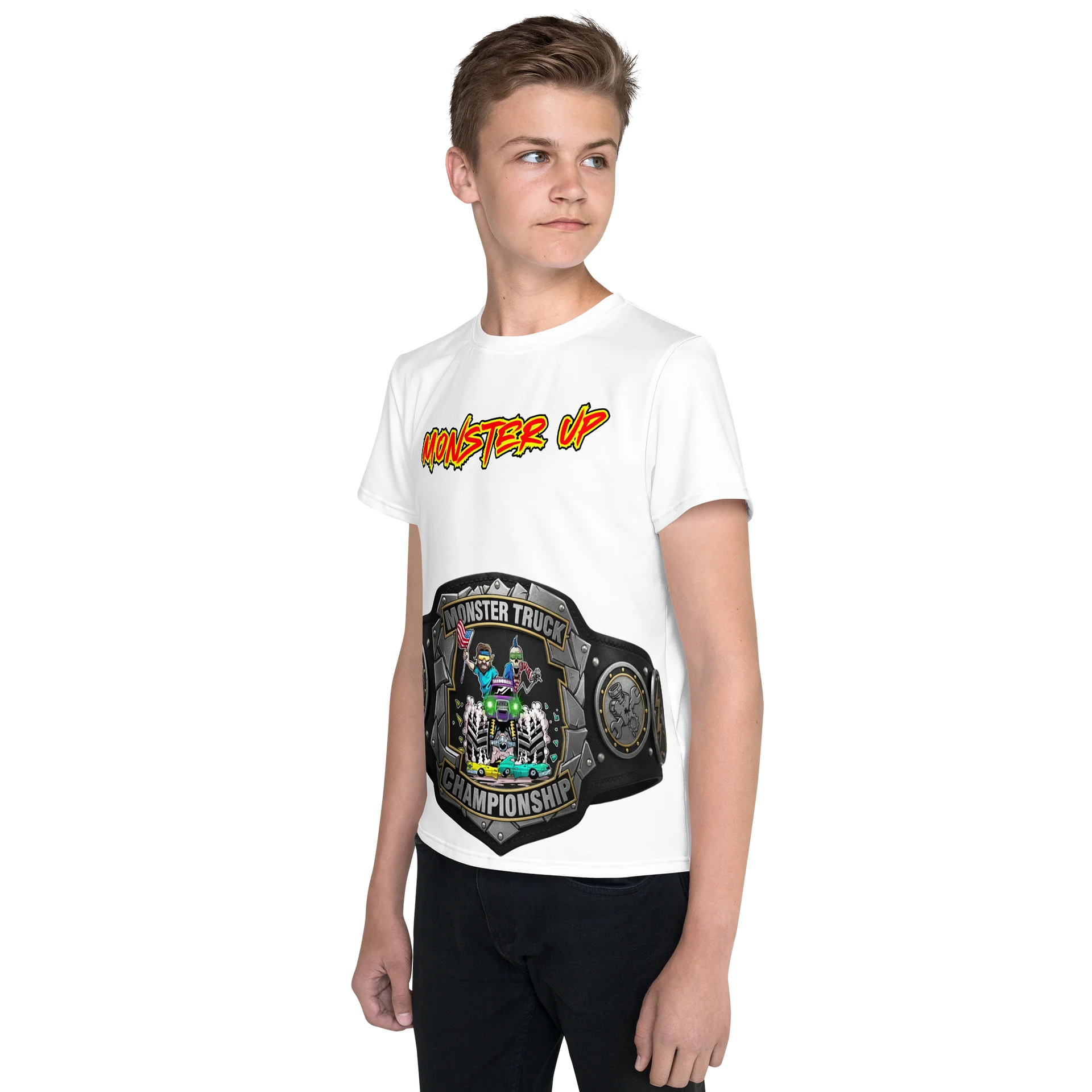 All-Over Print Youth Crew Neck T-Shirt : MONSTER UP CHAMPIONSHIP BELT product image (2)