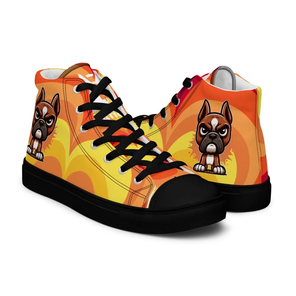 Boxer Angry Pup - Women's High Top Canvas Shoe product image (6)