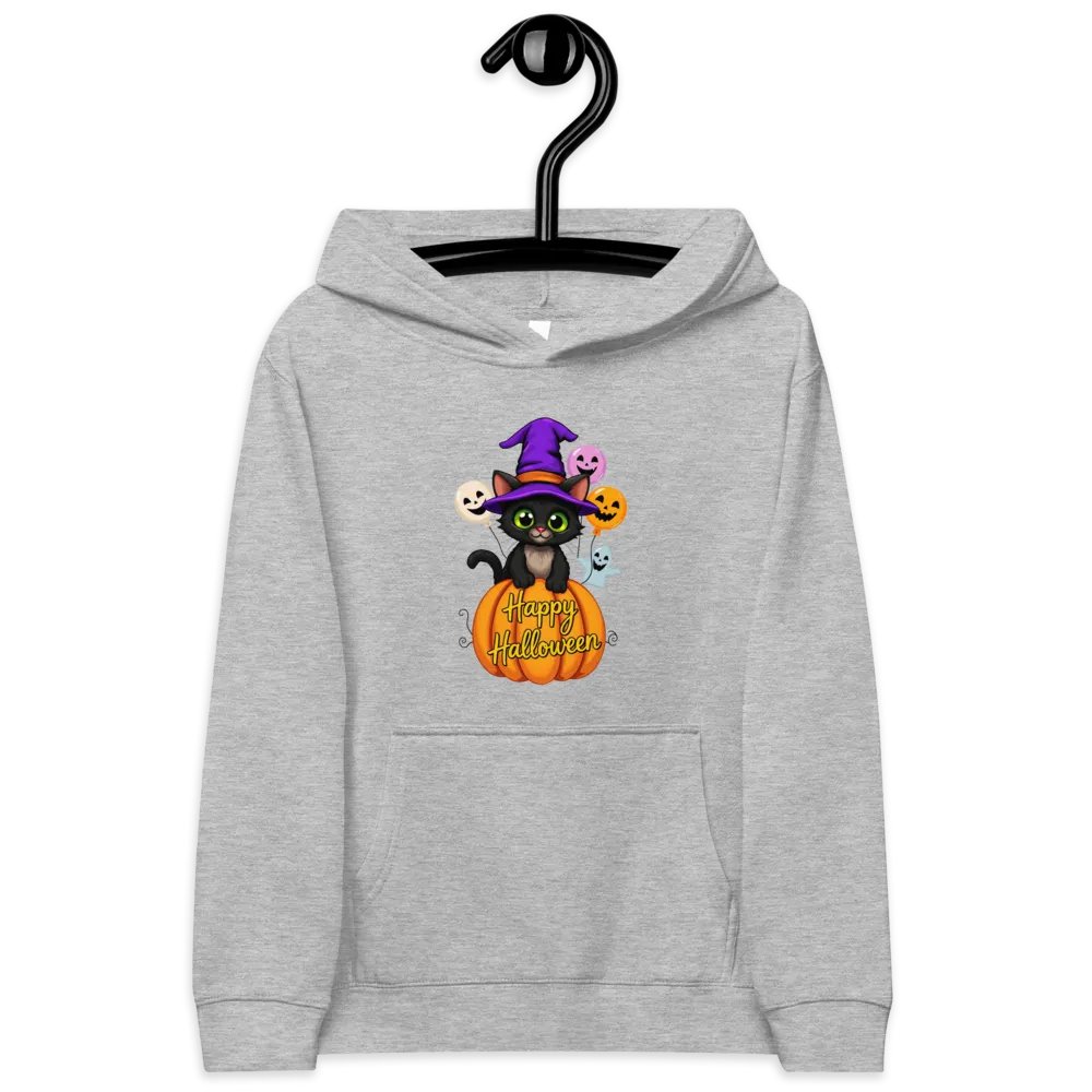 Witchy Sitting Pumpkin Cat Youth Pullover Fleece product image (29)