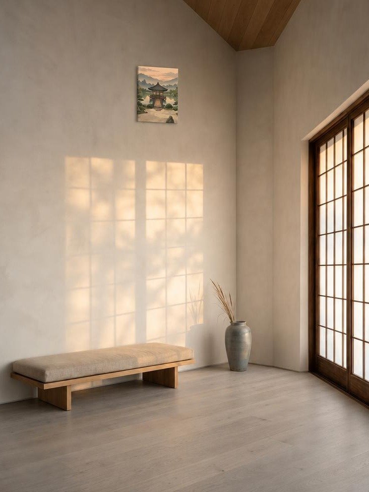Zen Pavilion and Reflections Canvas - Wabi-Sabi Garden Art product image (2)