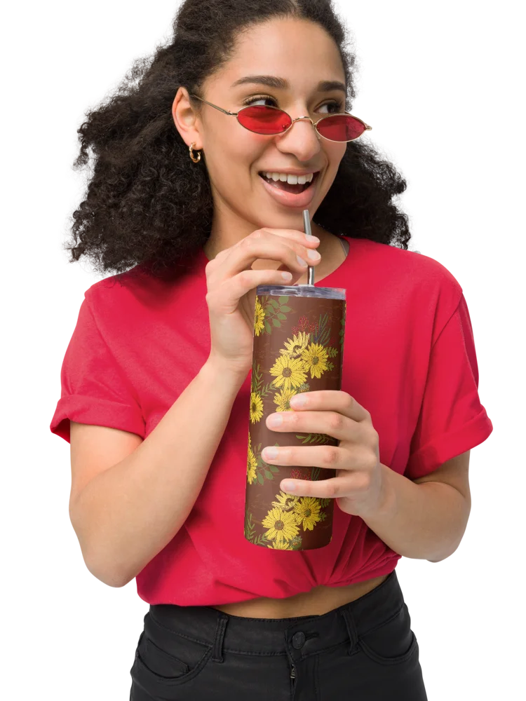 Helianthus Sunfllower 20-ounce Stainless Steel Tumbler with Straw - Red product image (7)