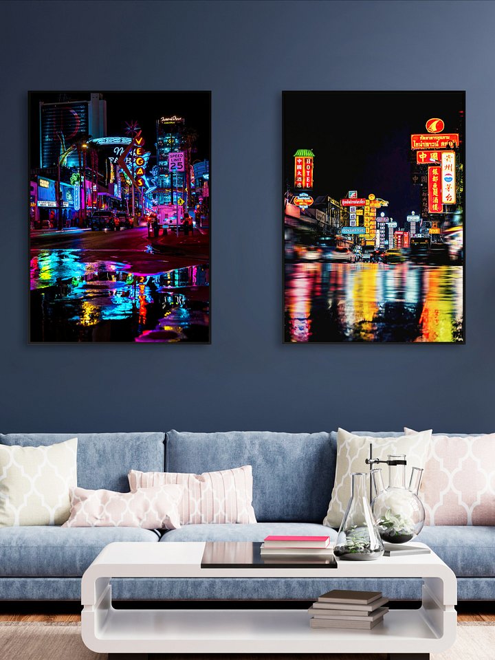 Neon night city: Thailand (synthwave/vaporwave/retrowave/cyberpunk) — aesthetic poster product image (2)